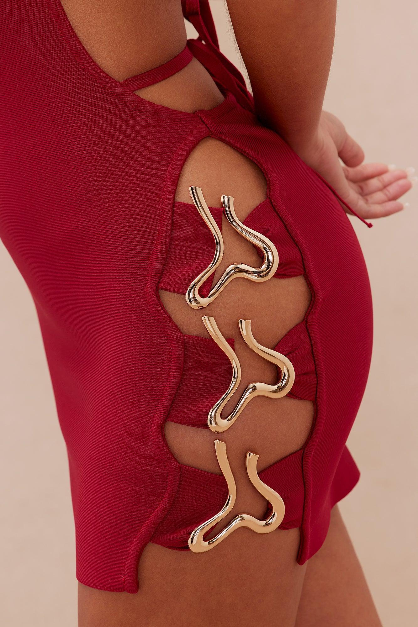Kamira Bandage Mini Dress - Burgundy Product Image