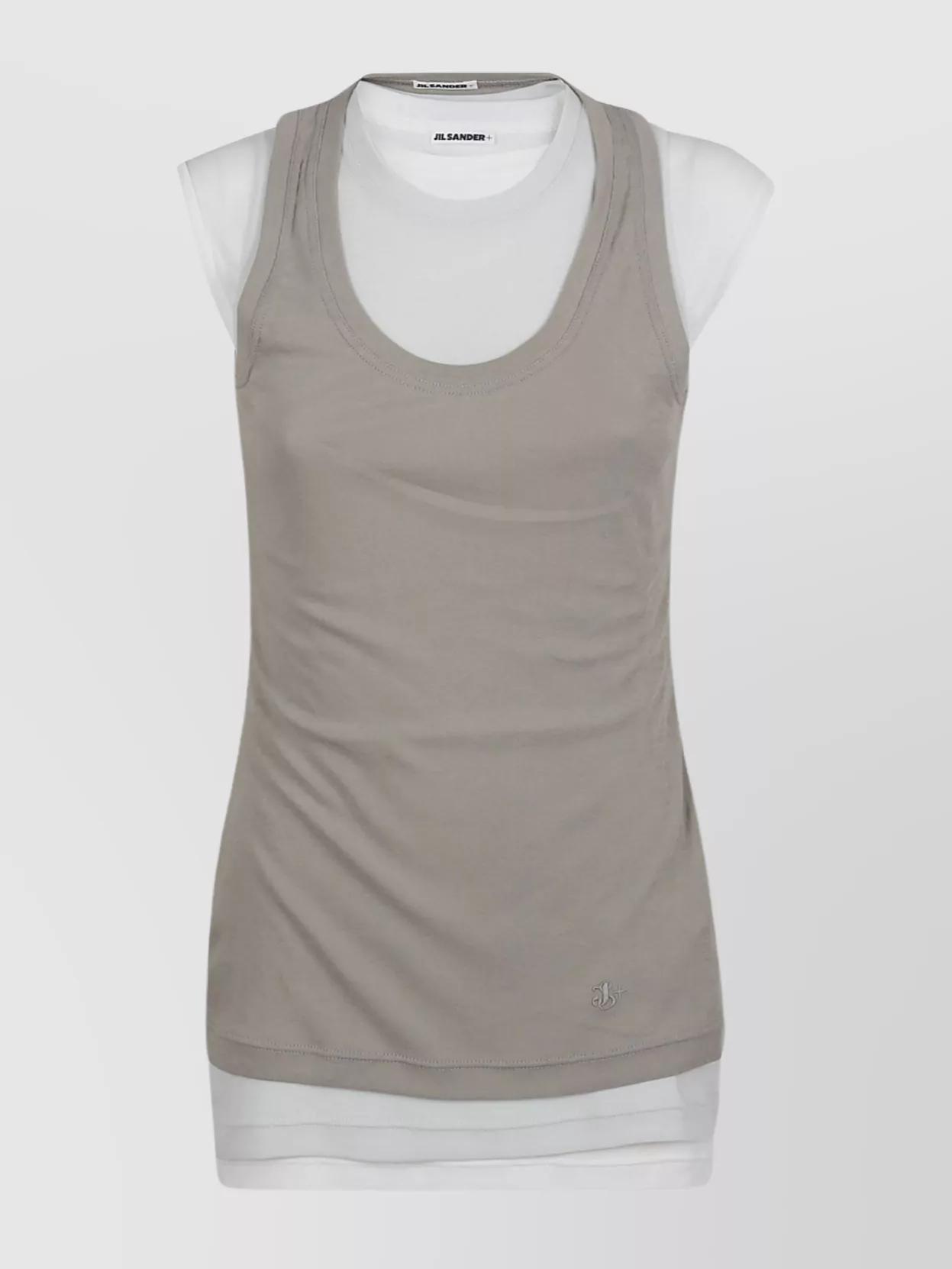JIL SANDER Layered Cotton Tank Top In Gray Product Image