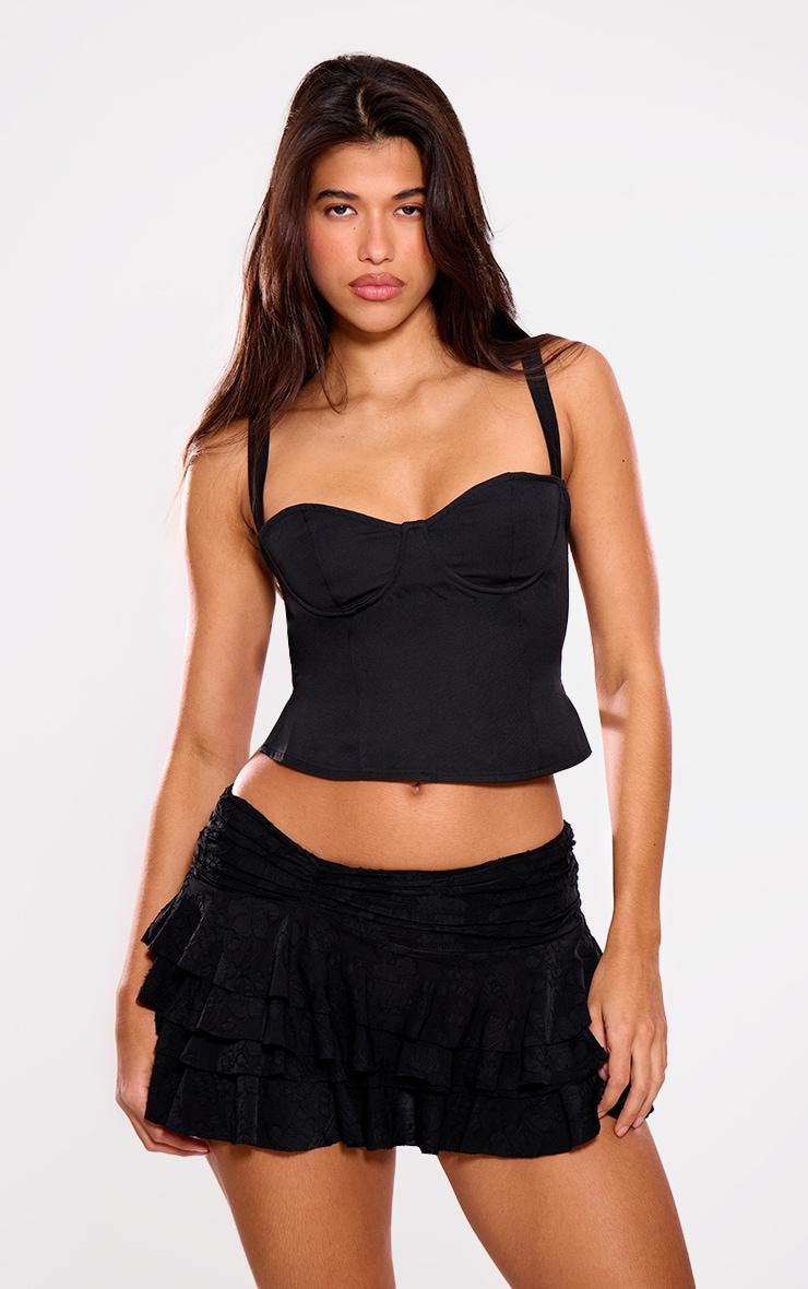 Black Backless Buckle Detail Crop Top Product Image