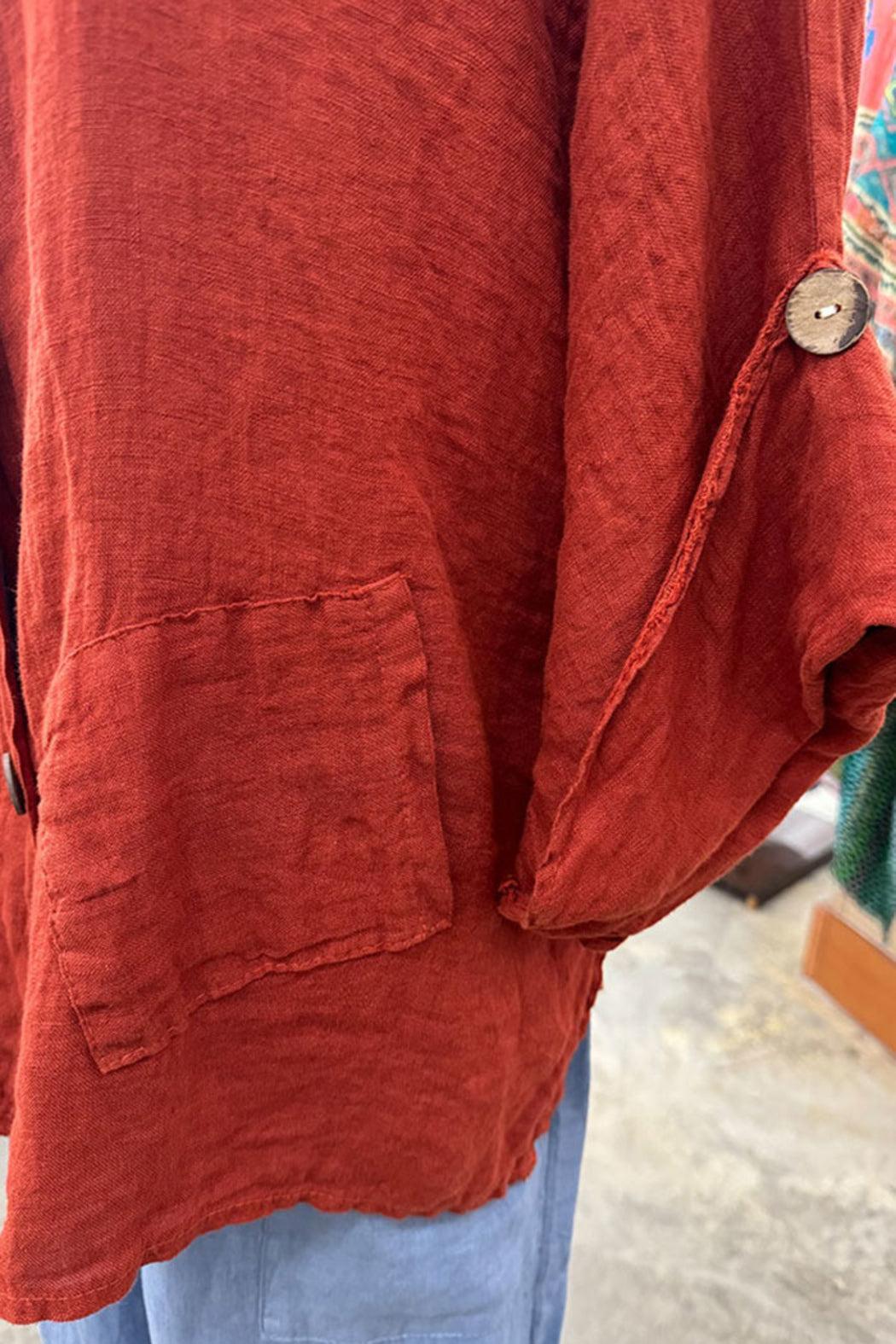 Italian Linen Hooded Shacket Product Image