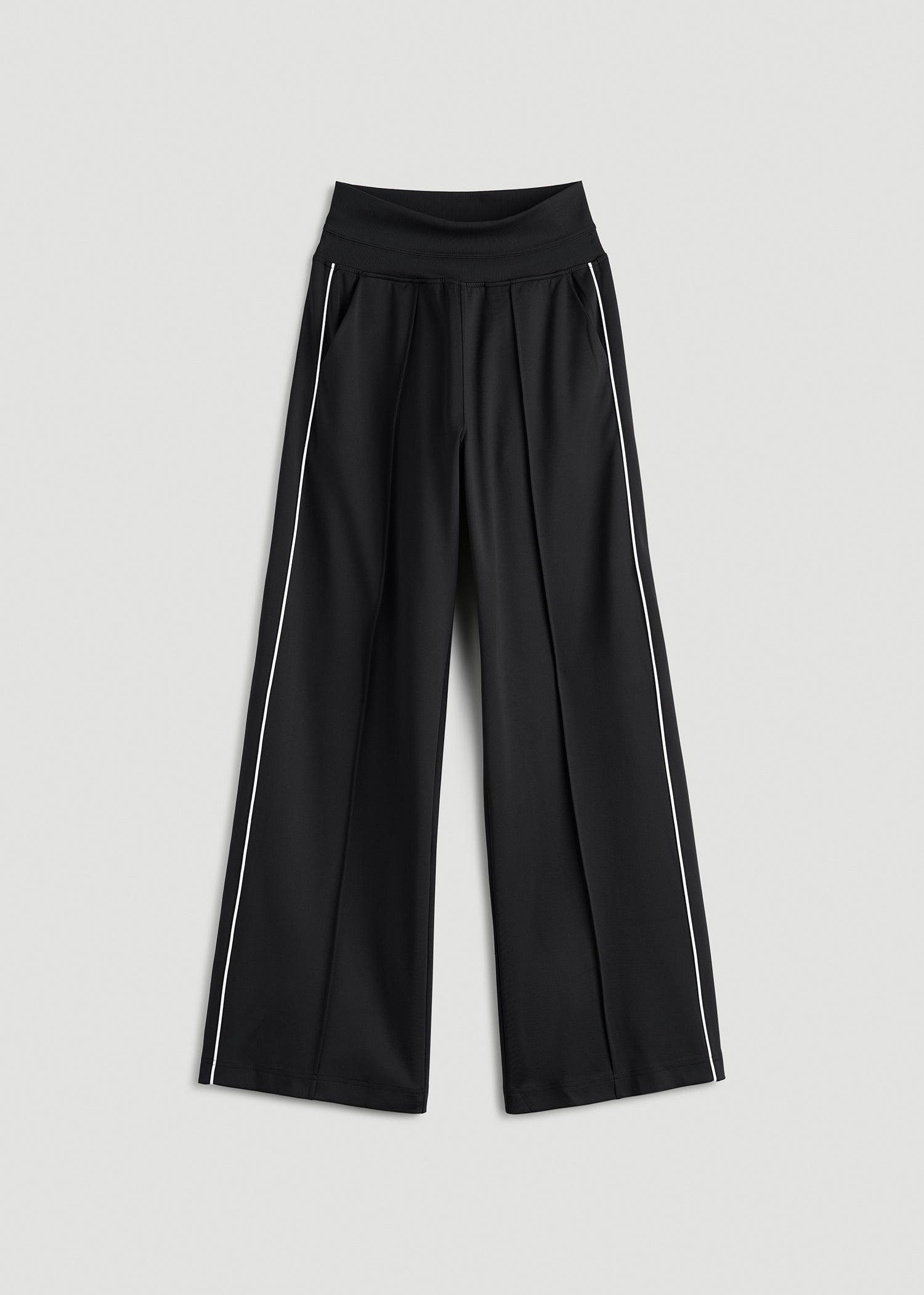 Track Pants with Piping for Tall Women in Black Product Image