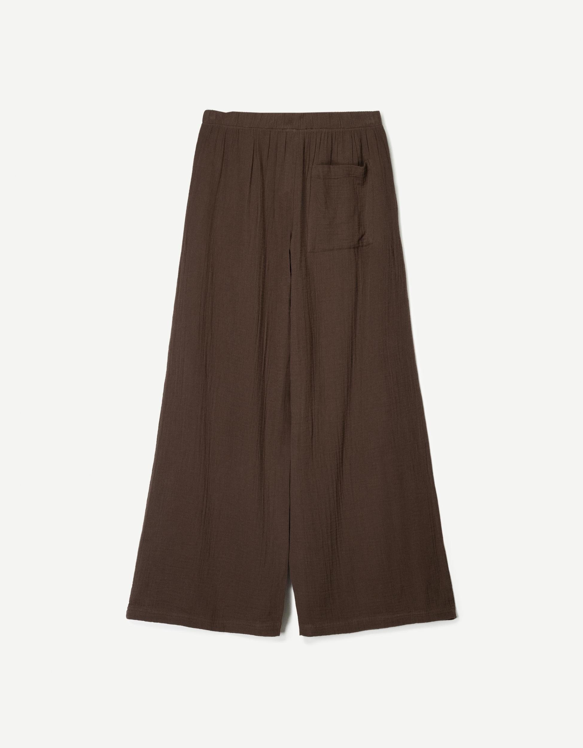 Wide-leg rustic double cloth pants Product Image