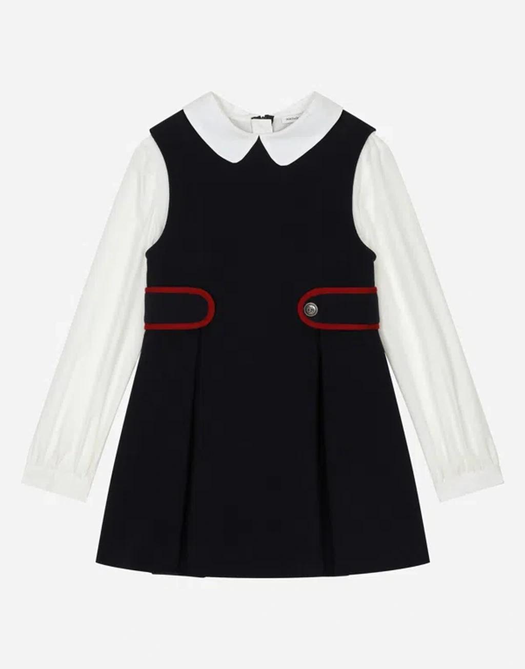DOLCE & GABBANA Piqué And Poplin Dress In Blau Product Image