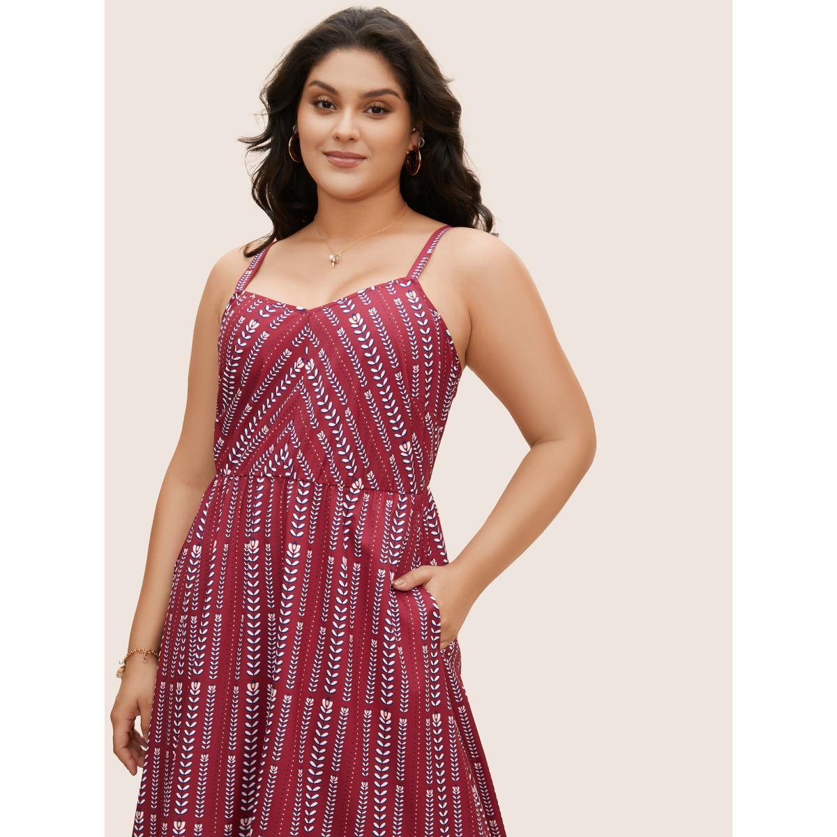 Plus Size Bandana Striped Ruffle Hem Cami Dress Watermelon Women Resort Ruffles V-neck Sleeveless Curvy BloomChic 18-20/2X Product Image
