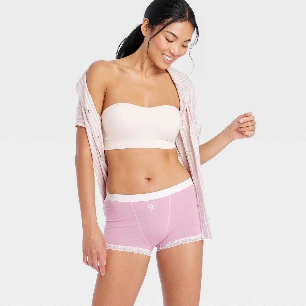 Womens Cotton and Lace Boy Shorts - Auden Rose XL Product Image