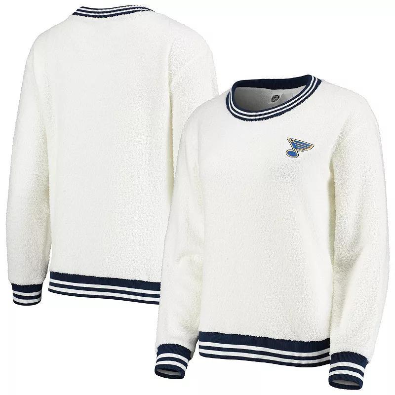 Women's Concepts Sport Cream/Navy St. Louis Blues Granite Sherpa Pullover Sweatshirt, Size: Small, Beige Product Image