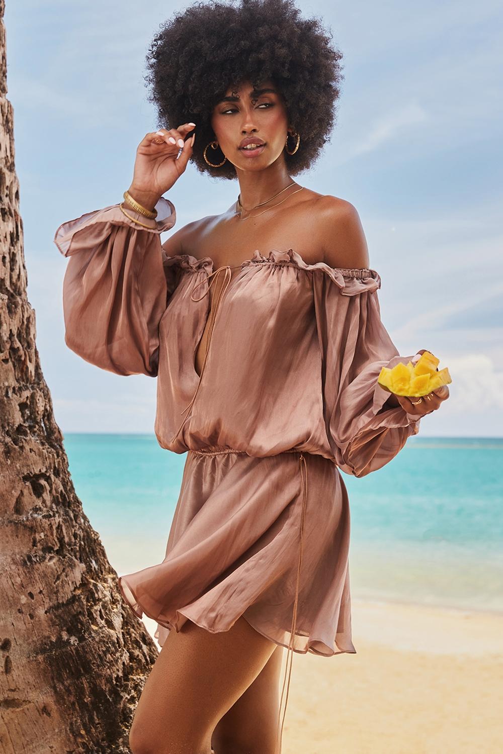 Chaya Hazelnut Off Shoulder Dress Product Image