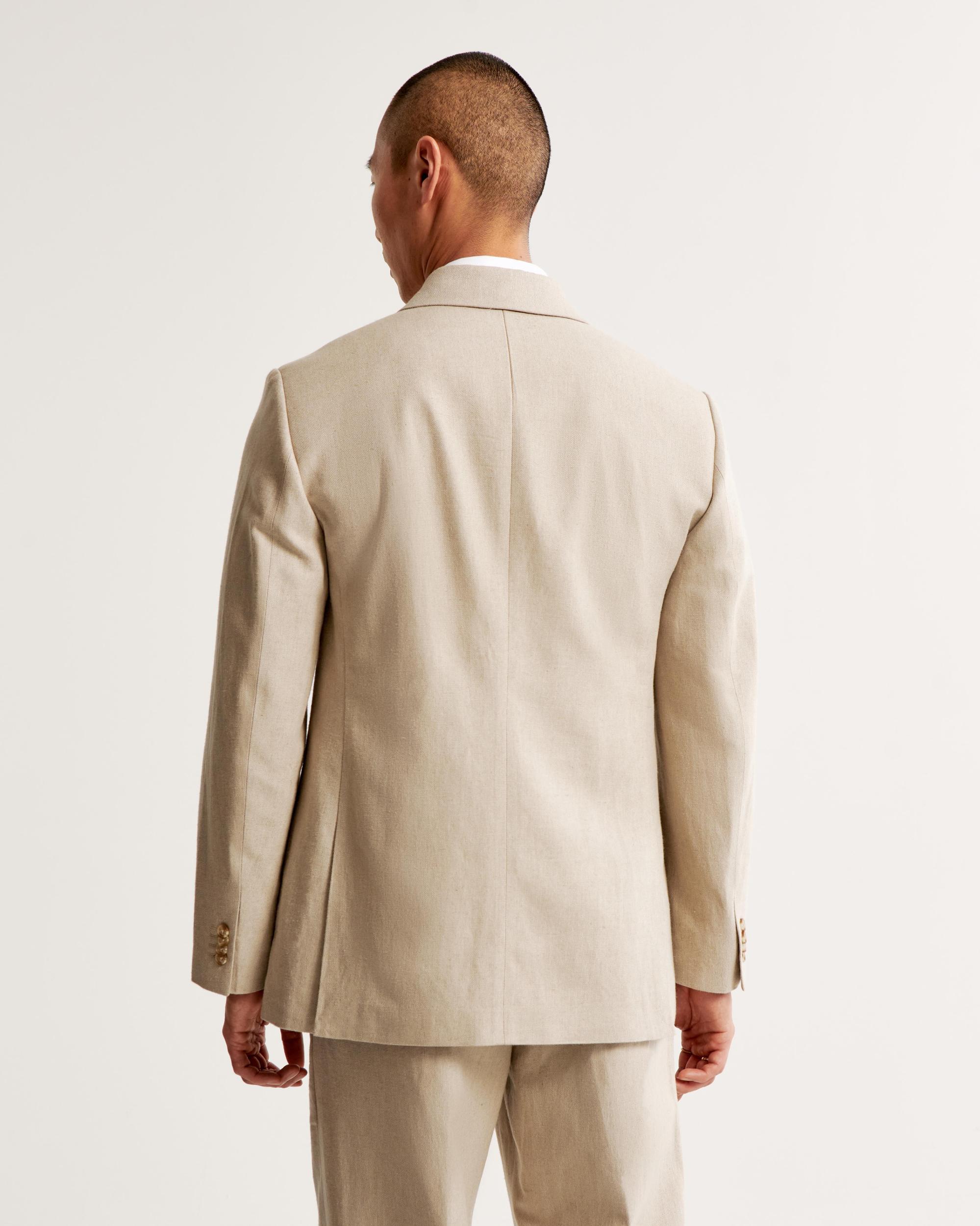 The A&F Collins Tailored Double-Breasted Linen-Blend Blazer Product Image