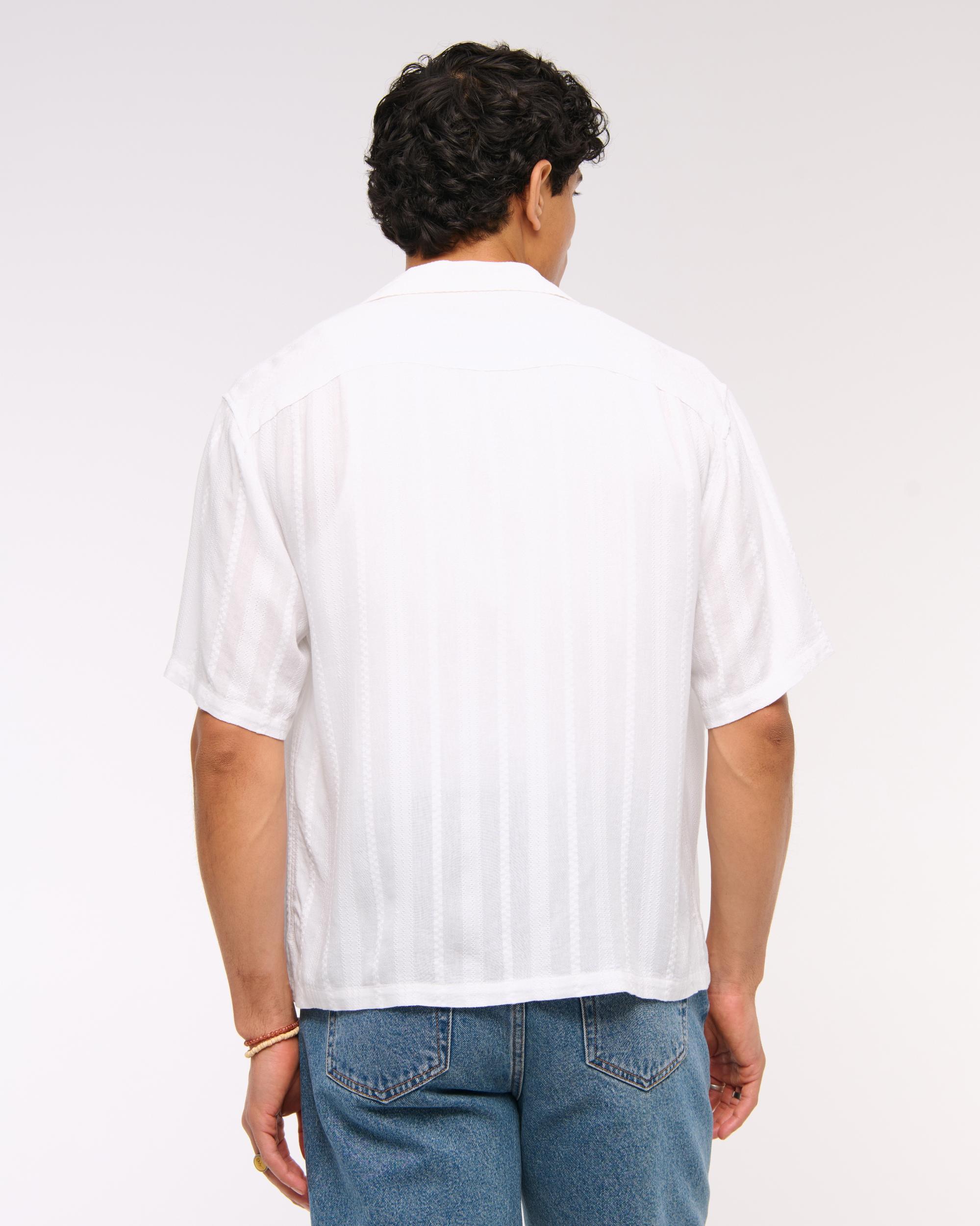 Camp Collar Cropped Button-Up Shirt Product Image
