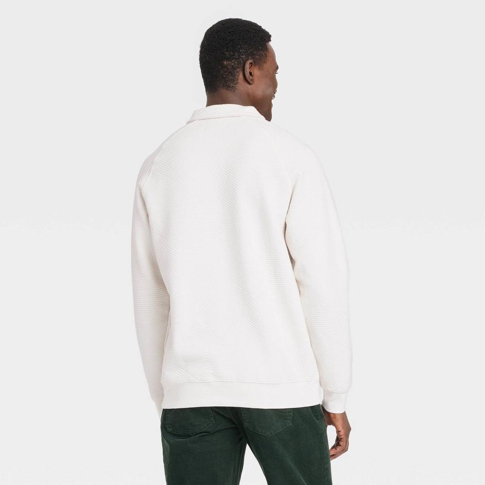 Mens Quilted Snap Pullover Sweatshirt - Goodfellow & Co Ivory Product Image