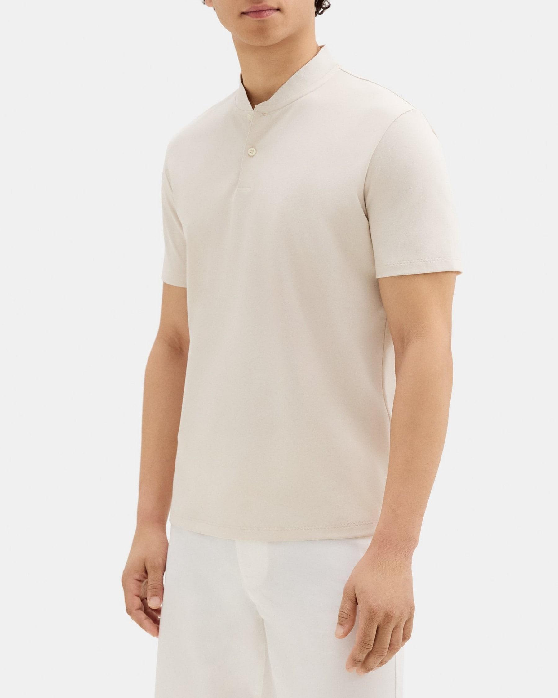 Short-Sleeve Henley Tee in Piqué Cotton Product Image