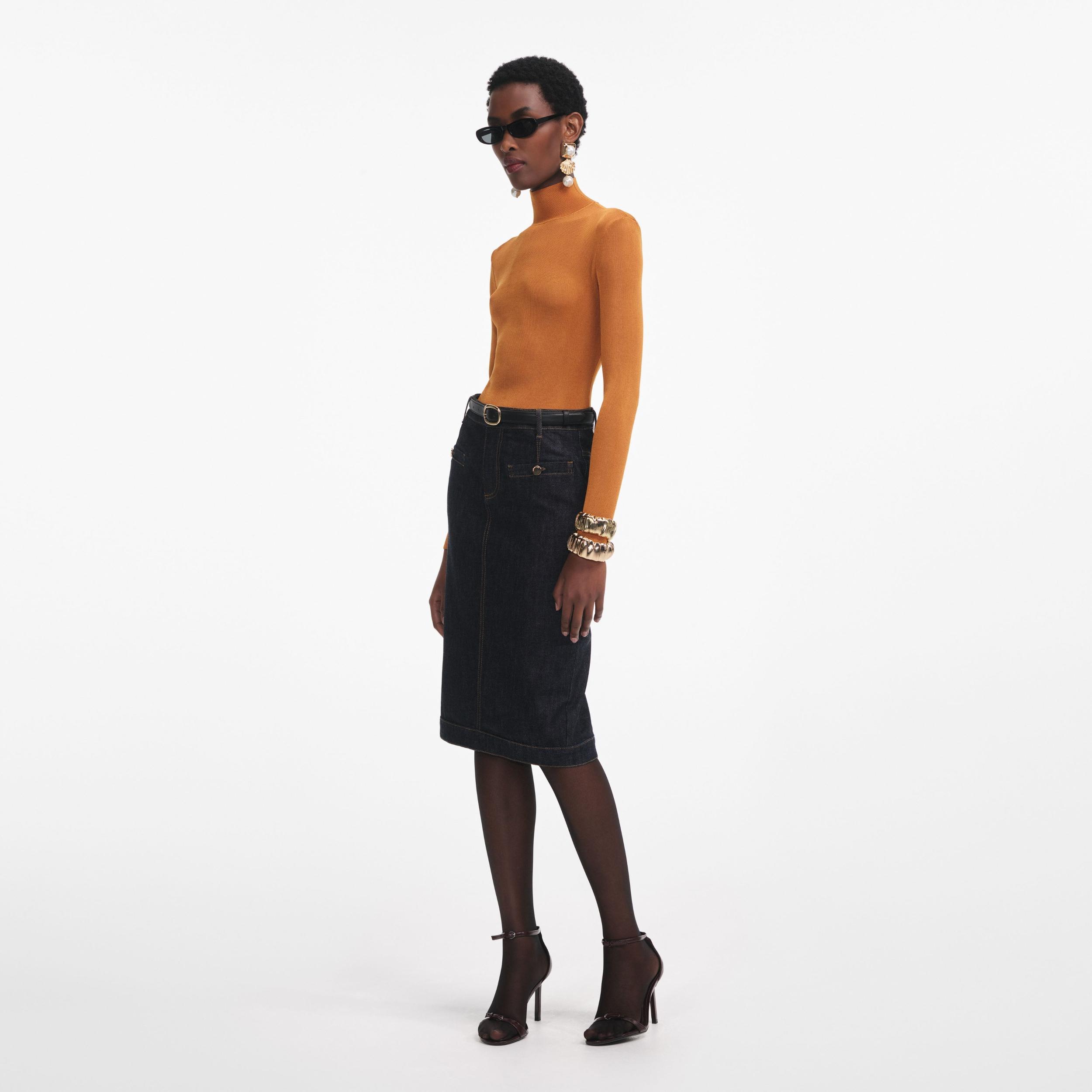 Burnt Orange Viscose Knit Top Product Image