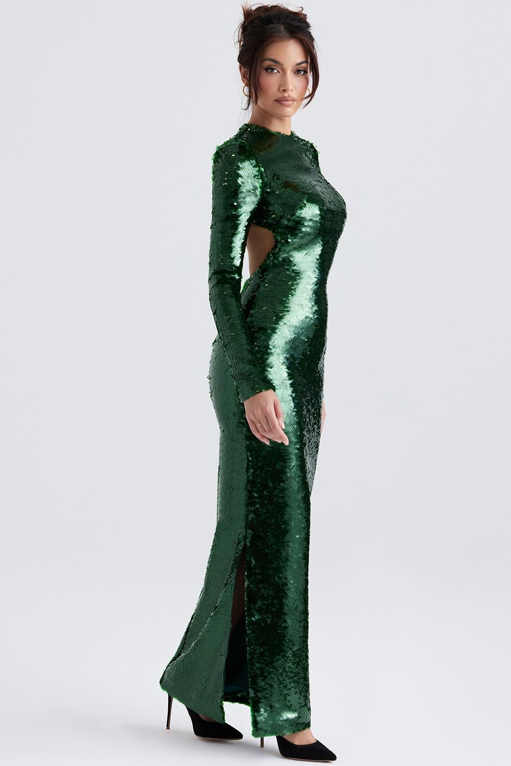 Belle  pine green sequin maxi dress Product Image