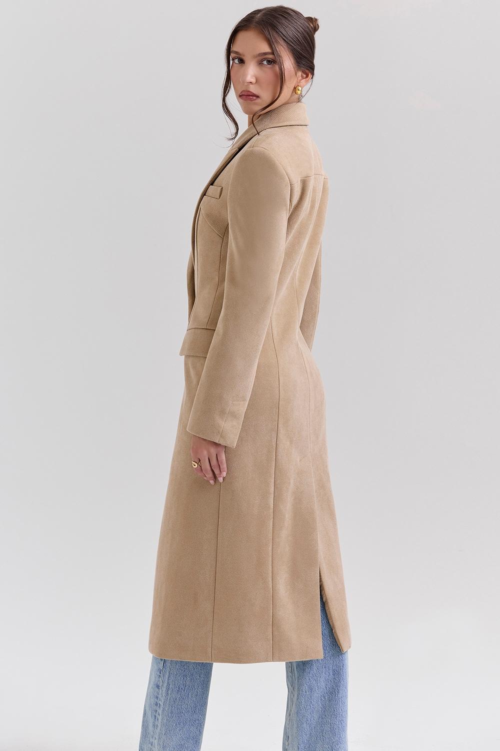 Remi Camel Single Breasted Long Coat Product Image