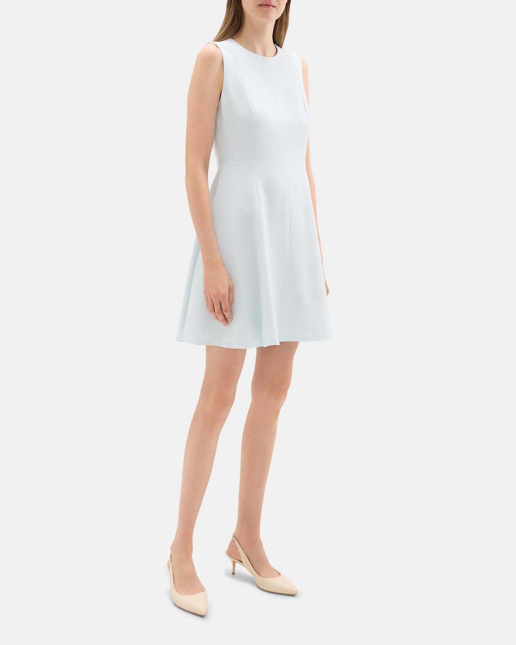 Sleeveless Fit-and-Flare Dress in Crepe Product Image
