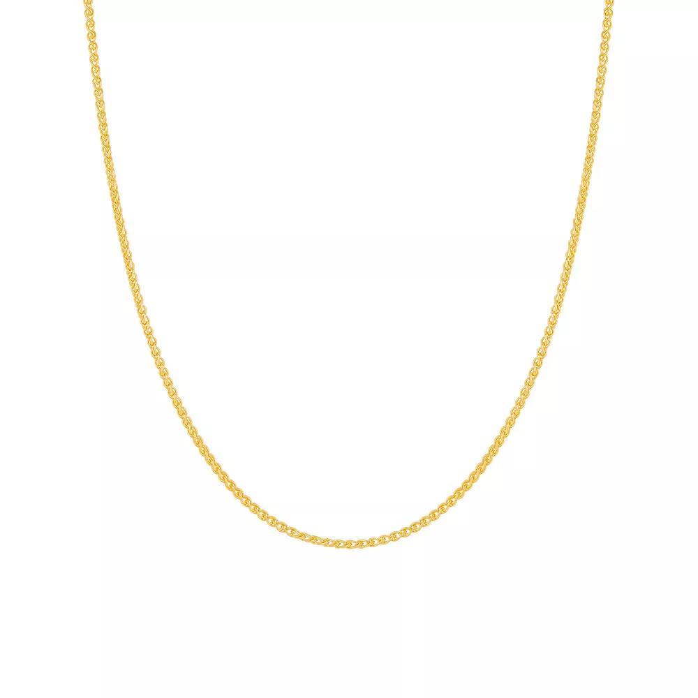 PRIMROSE 18k Gold Over Silver Wheat Chain Necklace, Women's, Size: 18", Yellow Gold Tone Product Image
