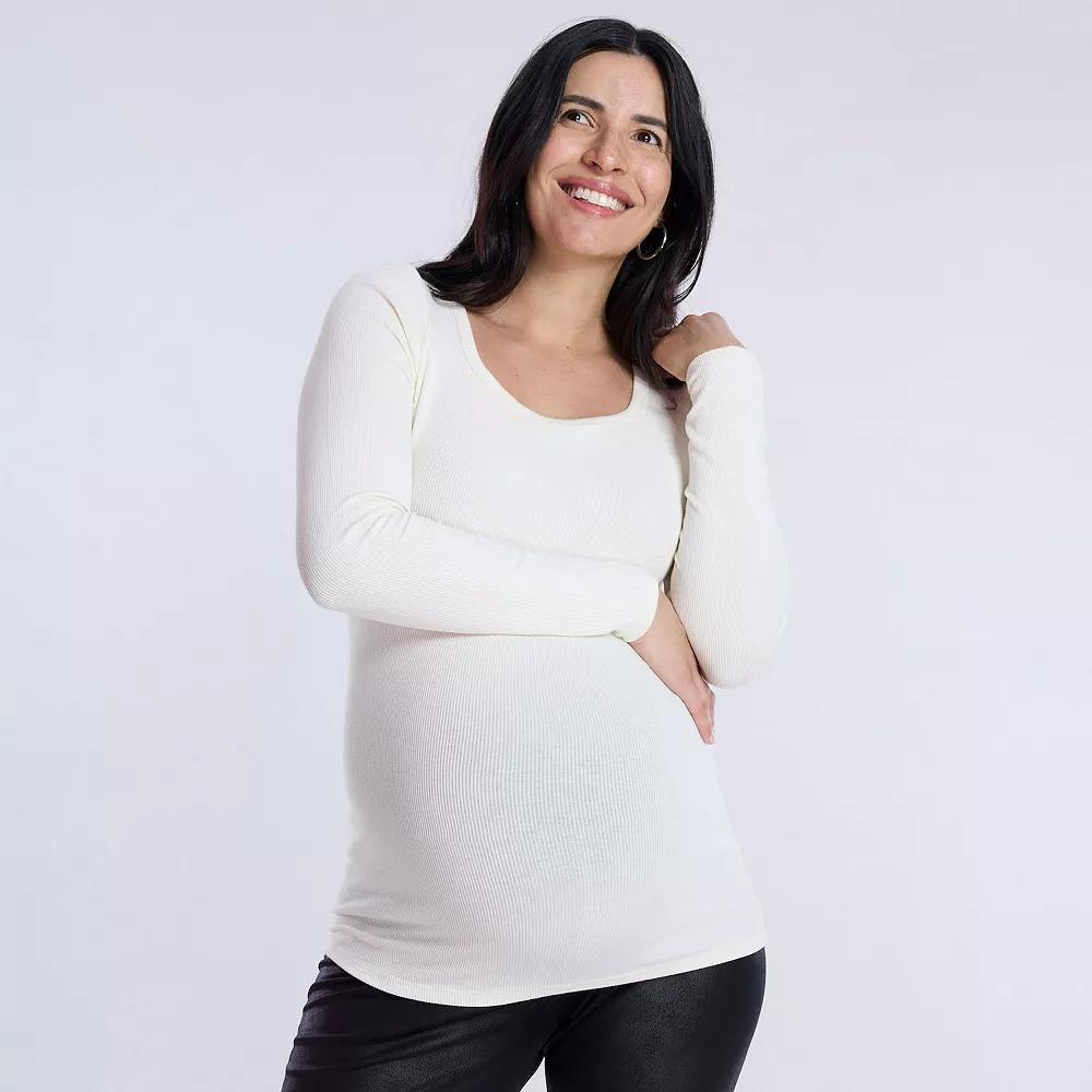 Maternity Motherhood® Square Neck Long Sleeve Tee, Women's, Size: XS-MAT, Sodalite Blue Product Image