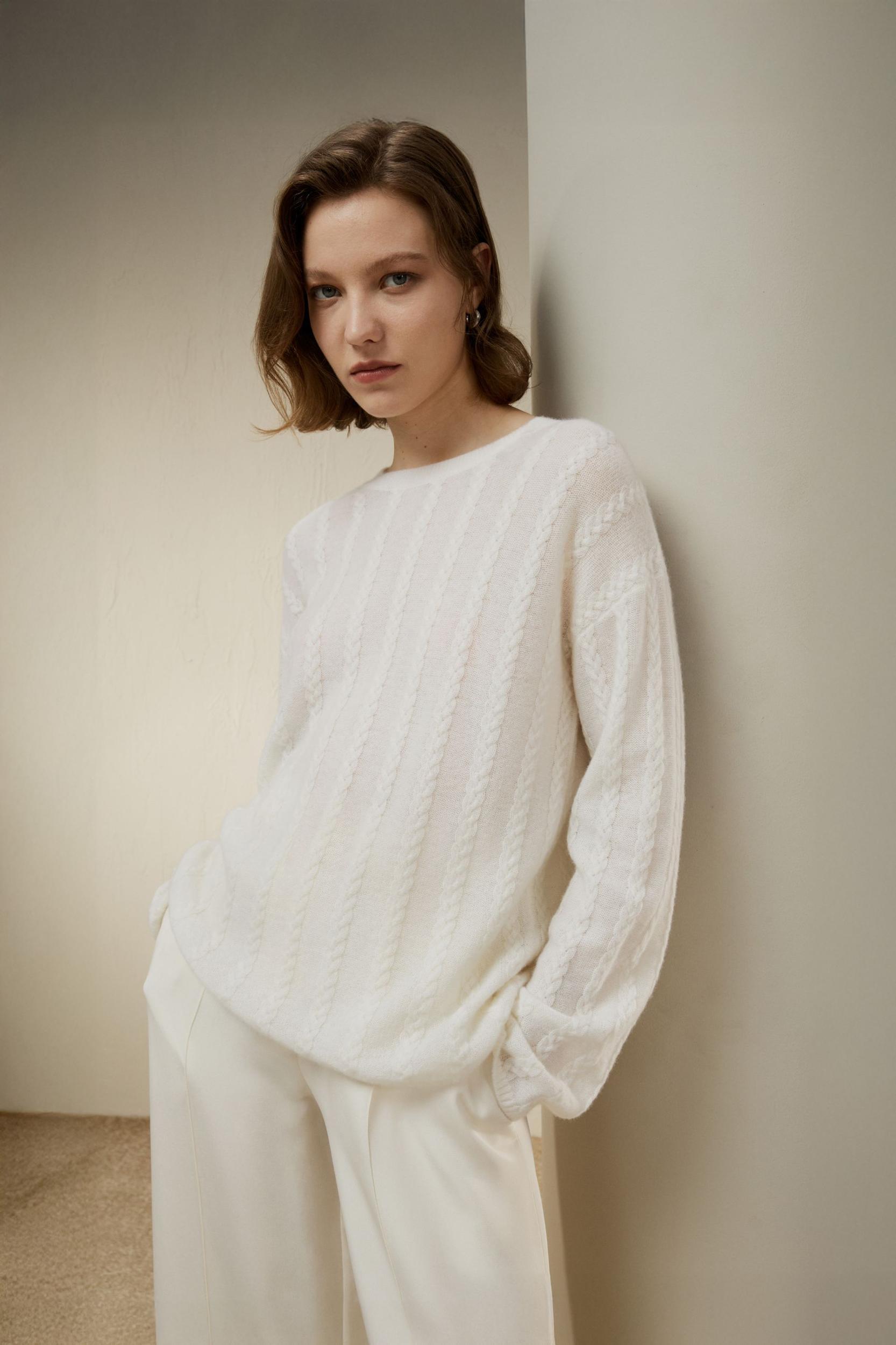 Semi-Sheer Cable-knit Cashmere Sweater Product Image