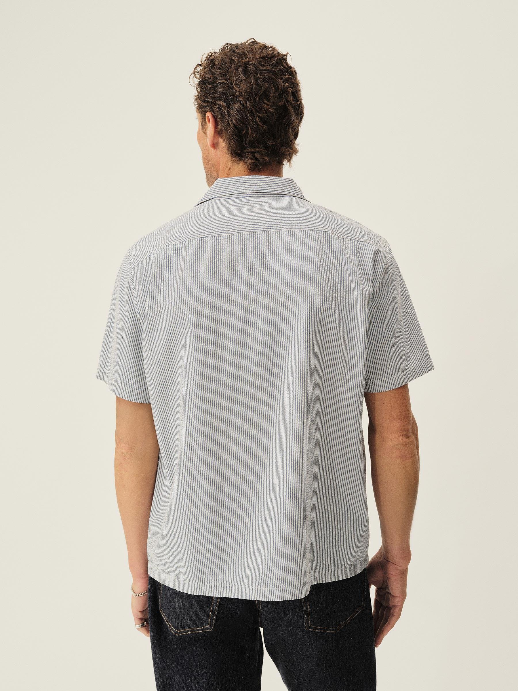Blue/White Stripe Sodapop Seersucker Camp Shirt Product Image