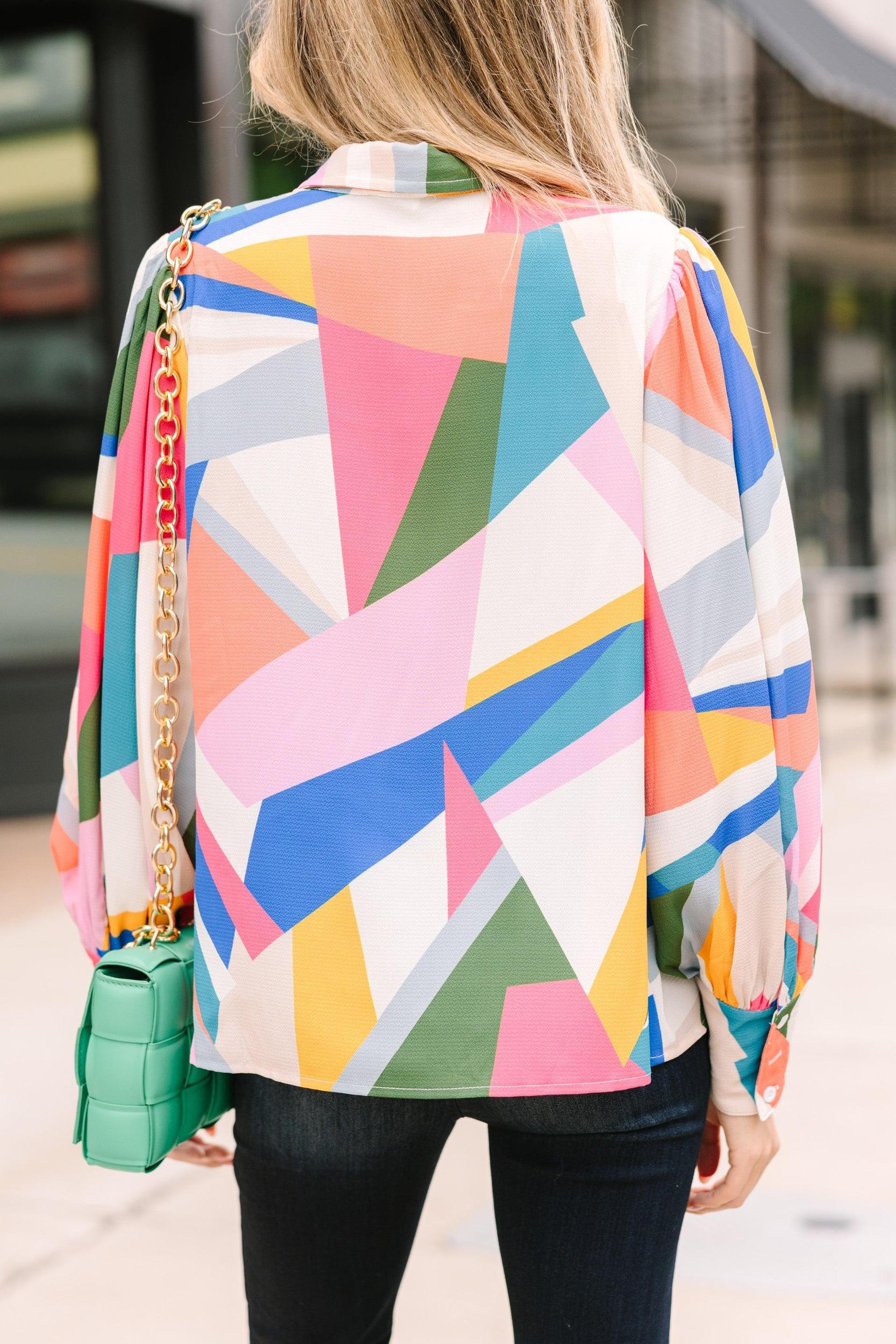 Fate: Can't Lose Pink Abstract Blouse Female Product Image
