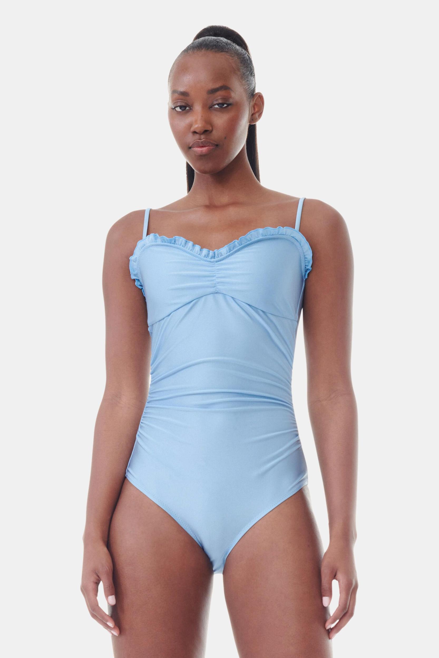 Blue Gathered Swimsuit Product Image