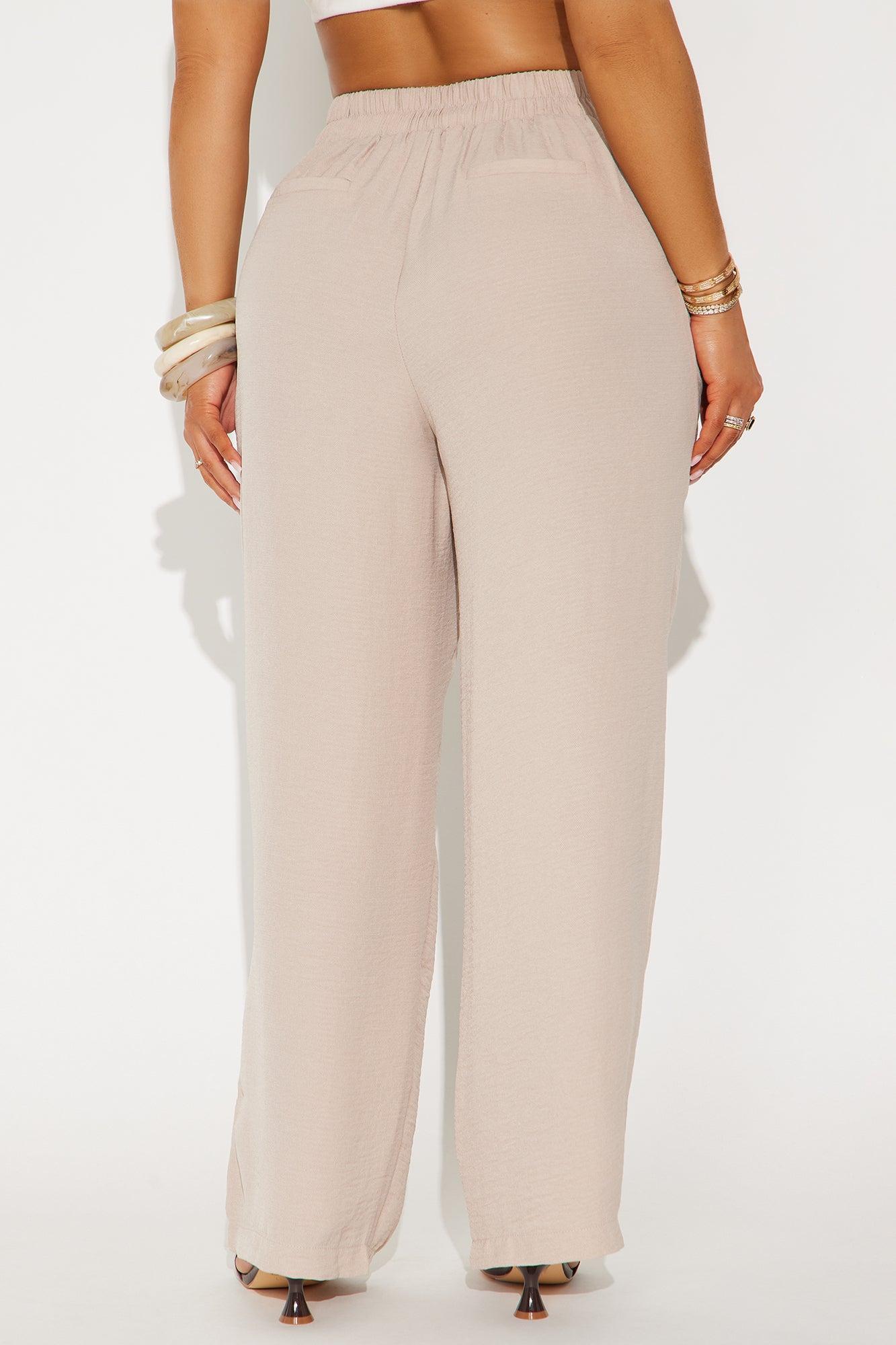 Turning Heads Airflow Wide Leg Trouser - Taupe Product Image