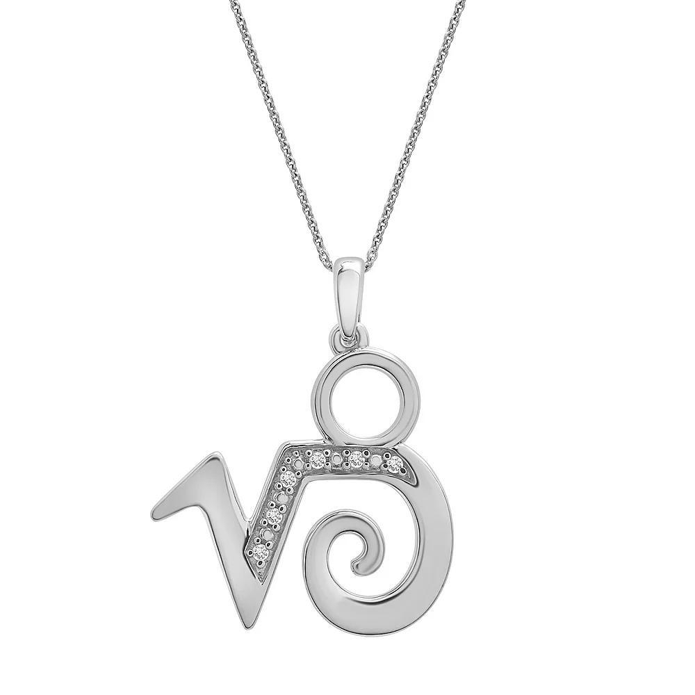 Sterling Silver Diamond Accent Zodiac Sign Pendant Necklace, Women's, Size: 18", Aries Product Image