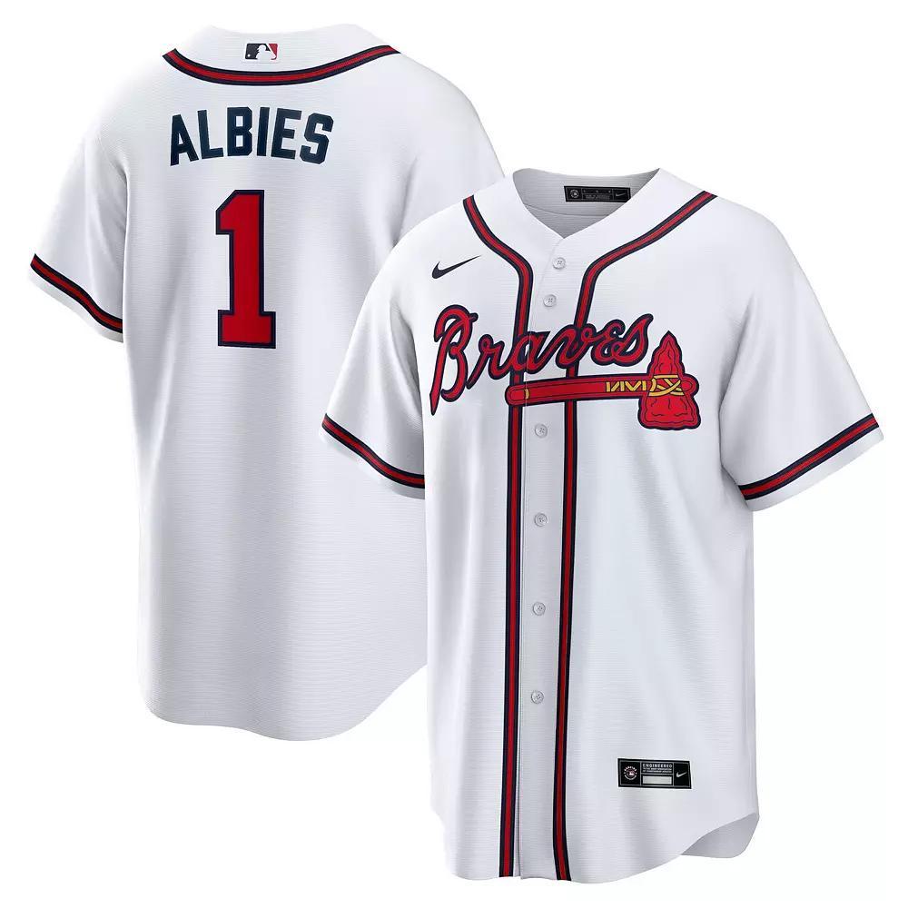 Men's Nike Ozzie Albies White Atlanta Braves Home Replica Player Name Jersey, Size: Large Product Image