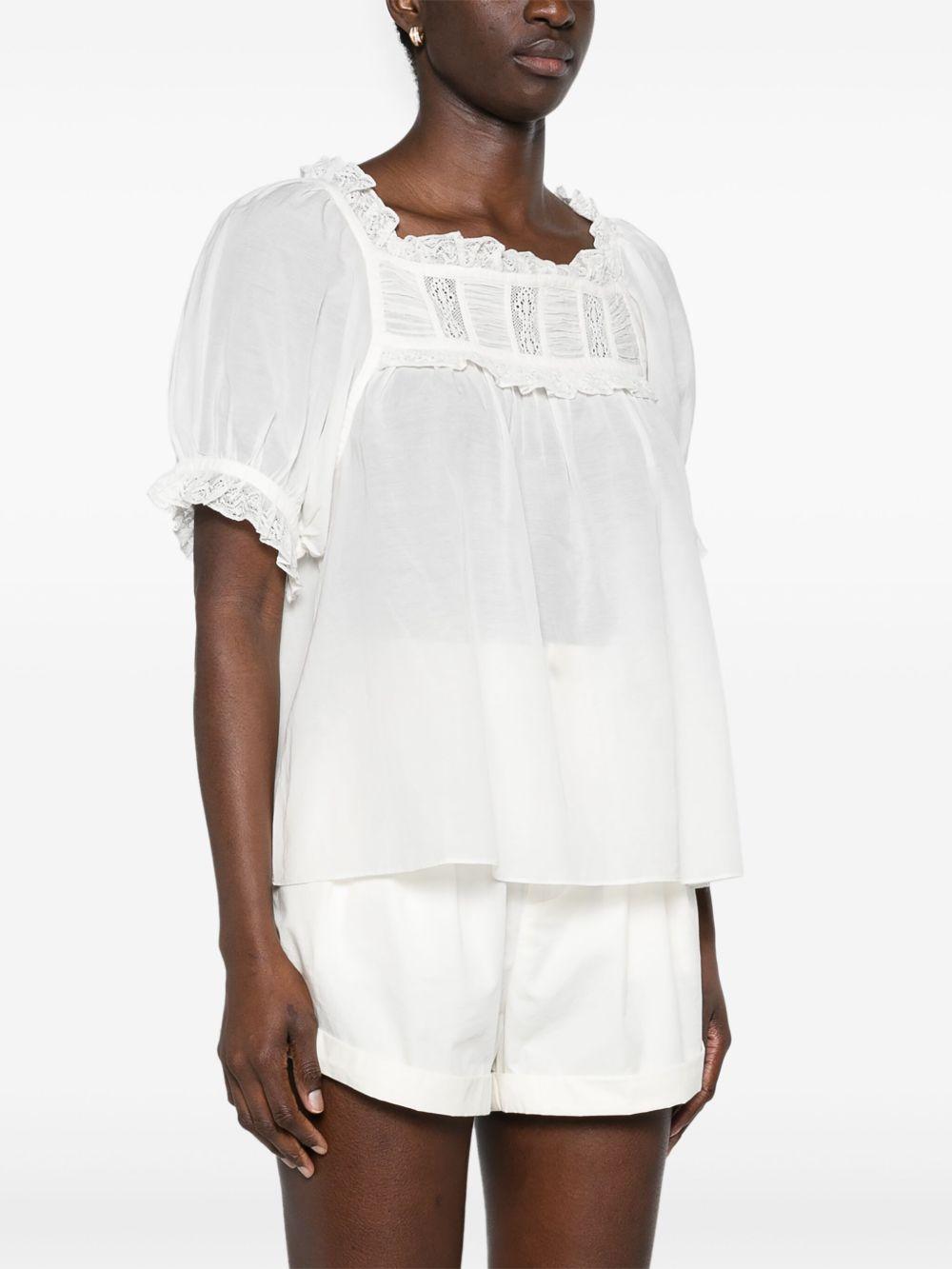 lace-detailed puff-sleeve blouse Product Image