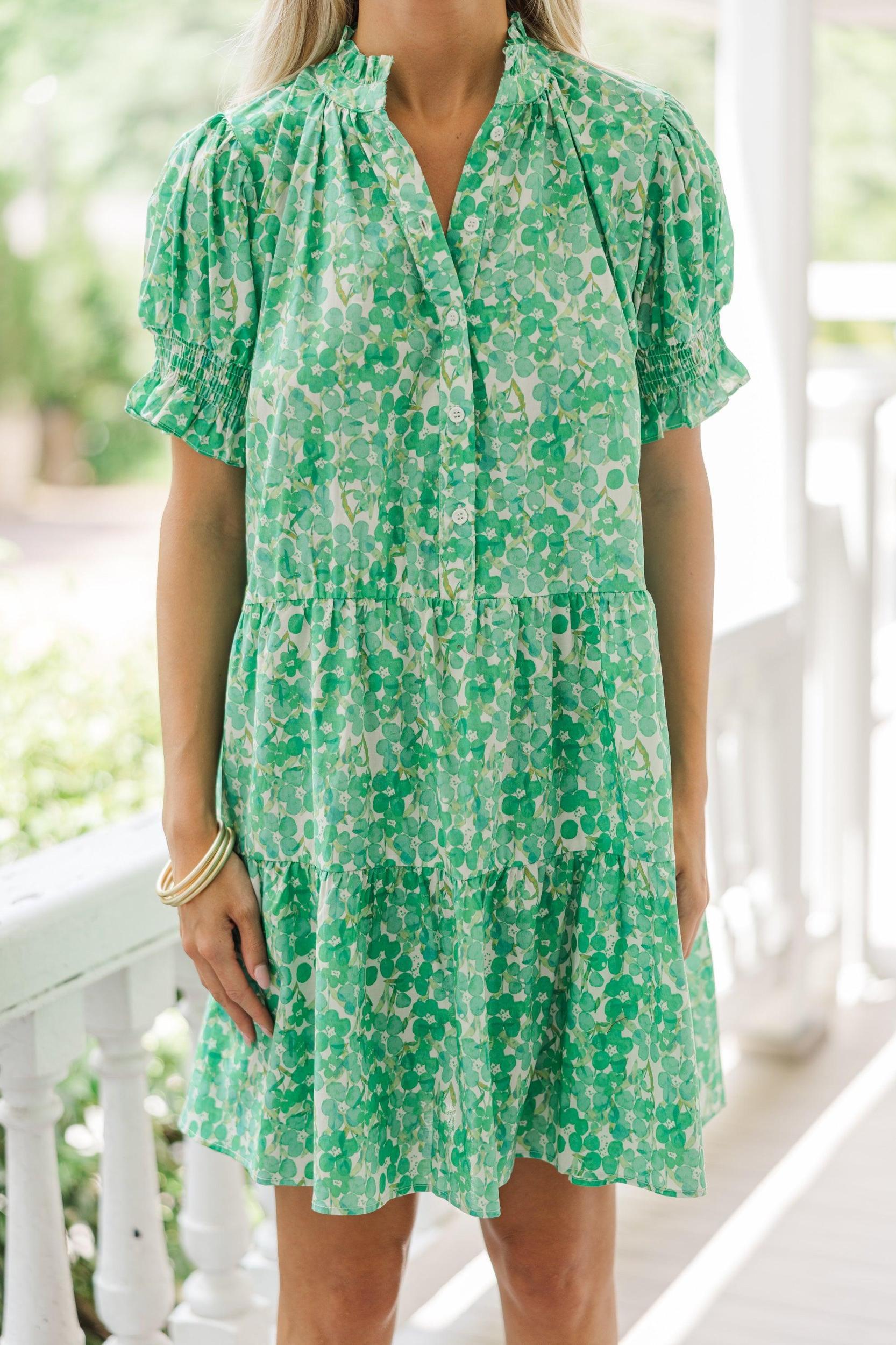 You've Got A Crush Green Floral Dress Female Product Image