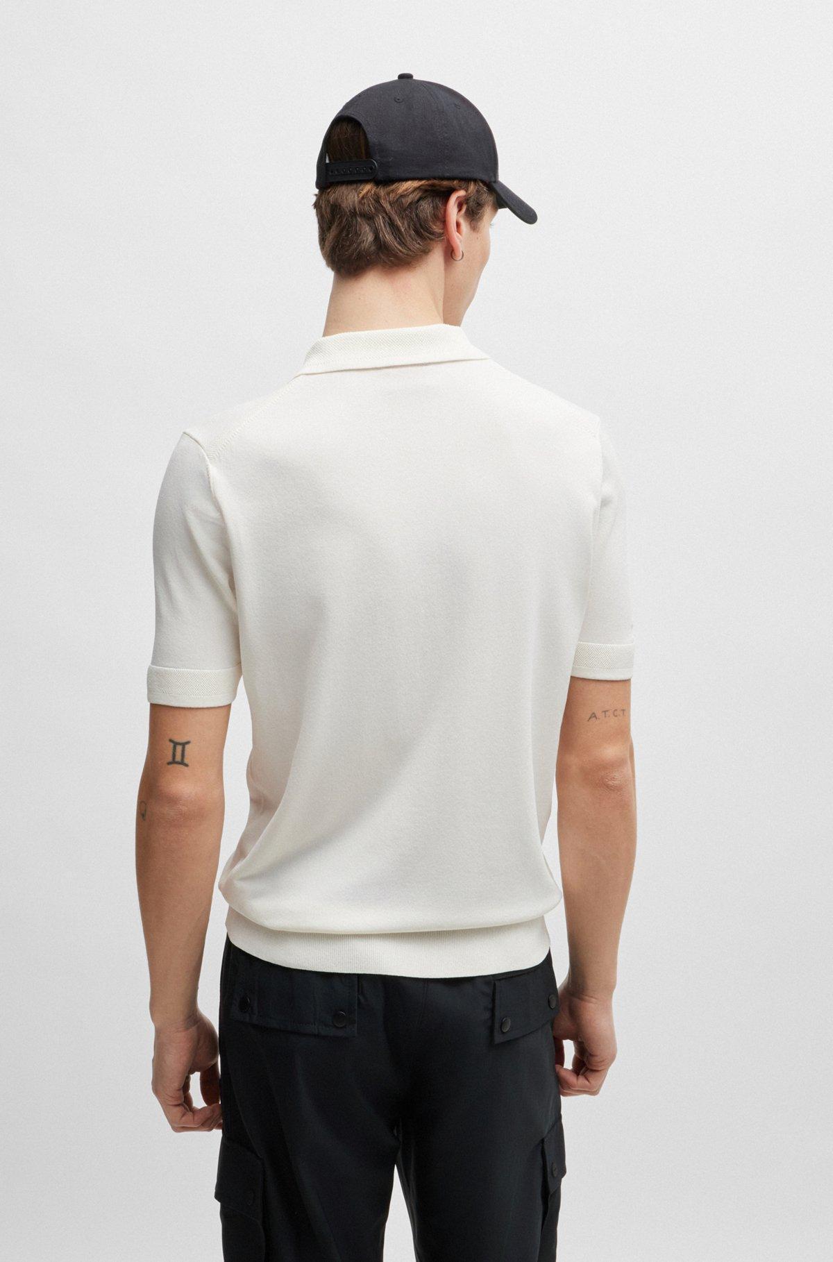 Zip-neck polo shirt with stacked logo Product Image