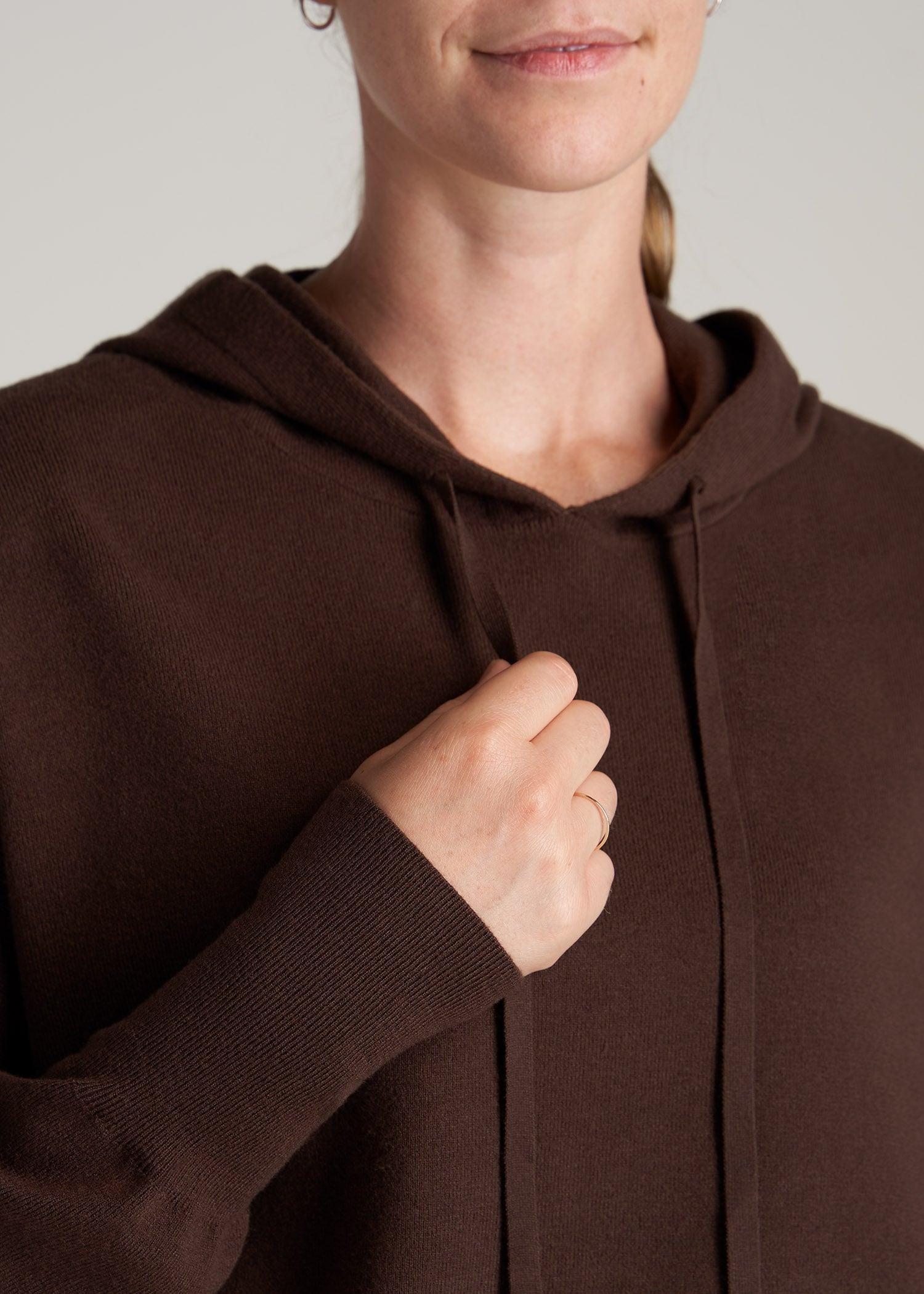 Women's Tall Knit Lounge Hoodie in Chocolate Product Image