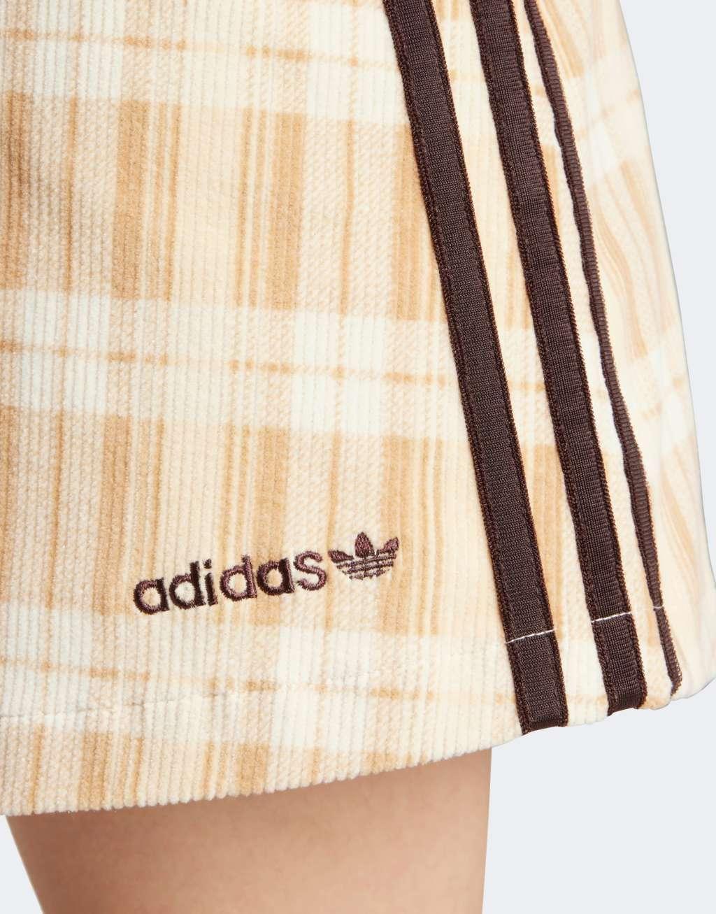 adidas Originals tartan skirt in beige Product Image