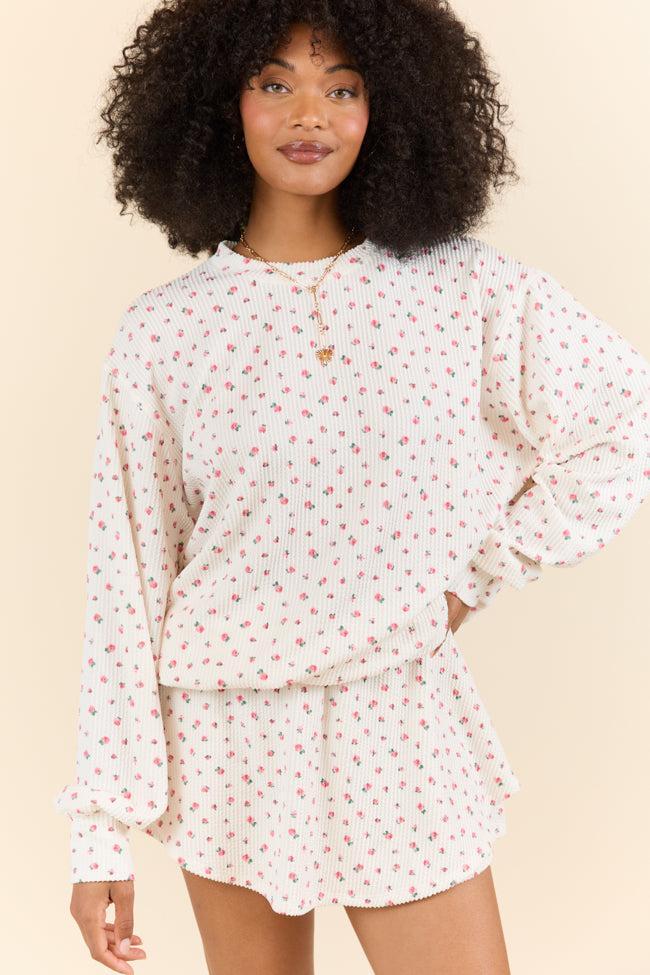 Just Focus Ivory Florette Long Sleeve Shirt FINAL SALE Product Image