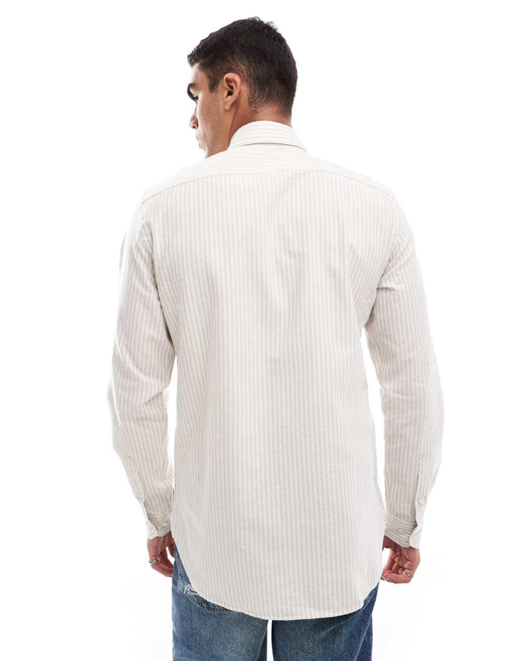 Scalpers Abbot Shirt In Gray stripes  Product Image