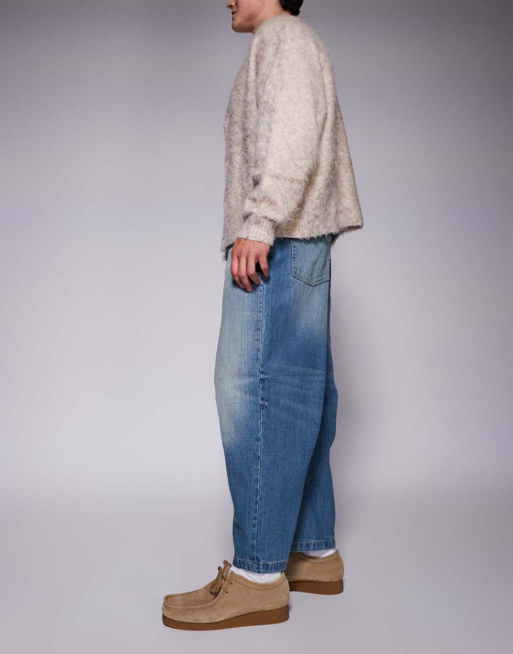 ASOS DESIGN horseshoe jeans in light wash blue Product Image