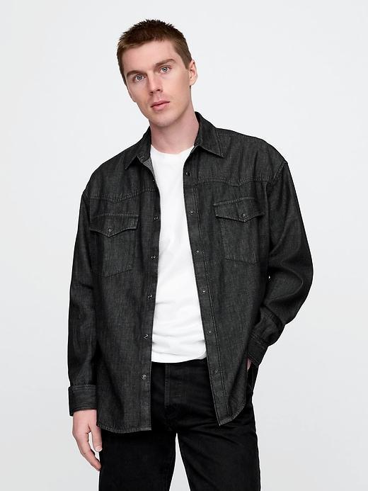 Denim Western Big Shirt Product Image
