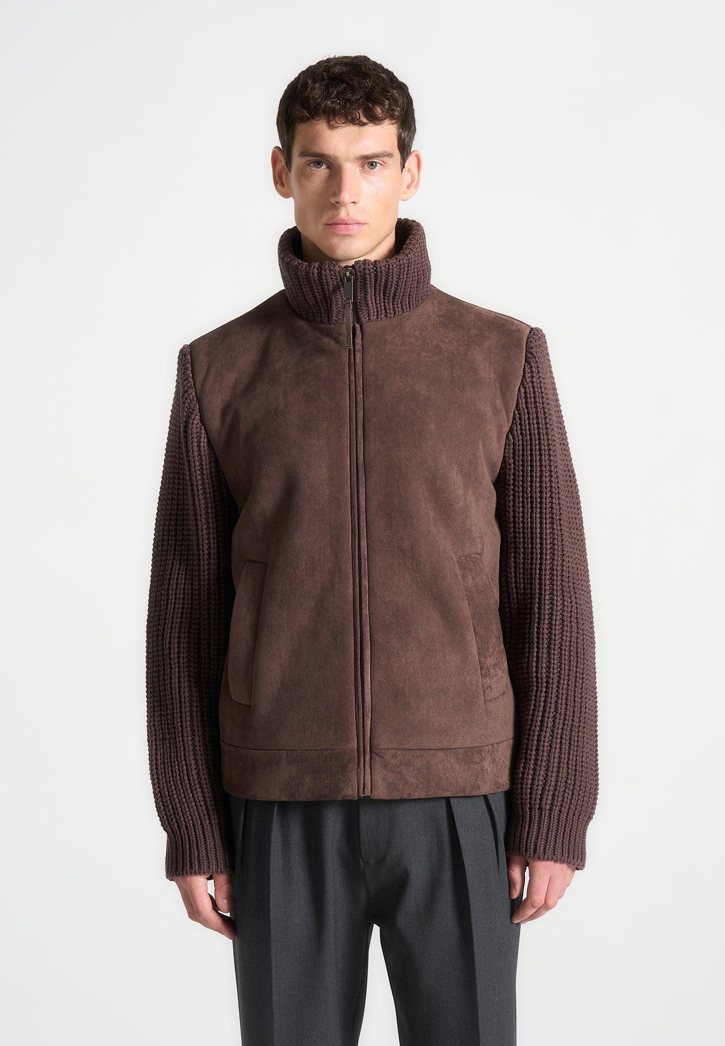 Suede & Knit Jacket - Brown Male Product Image