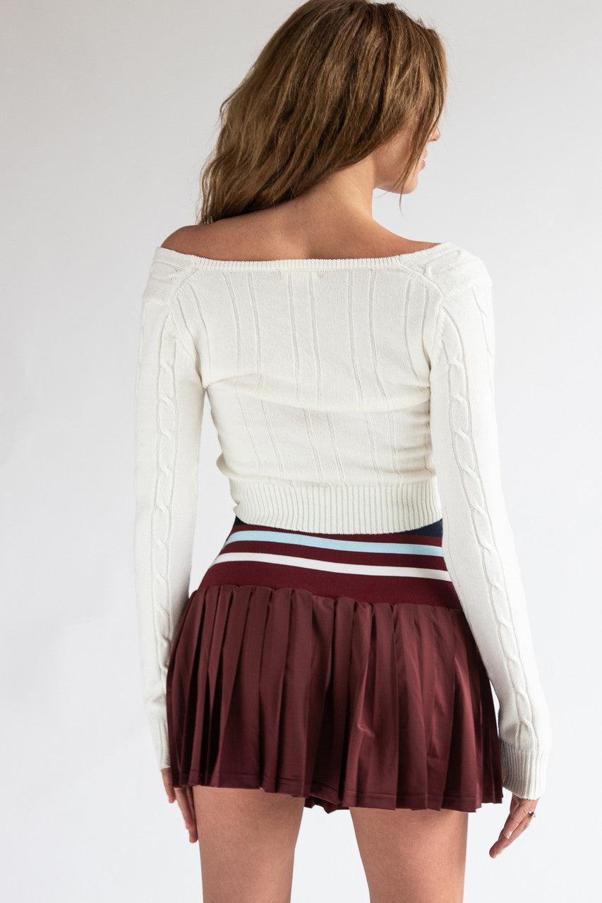 Striped Waist Pleated Skort Product Image