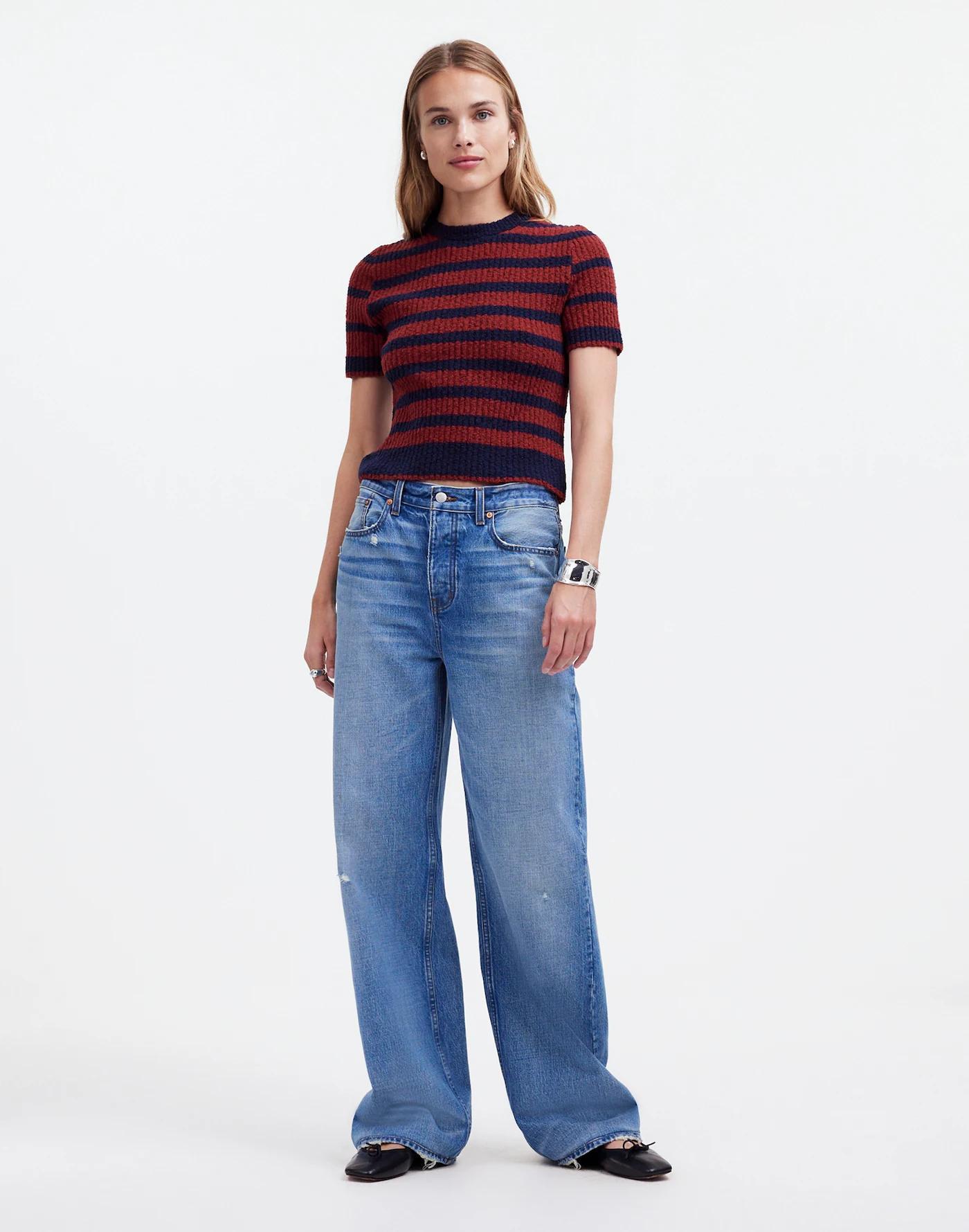 Bouclé-Knit Crewneck Sweater Tee Product Image