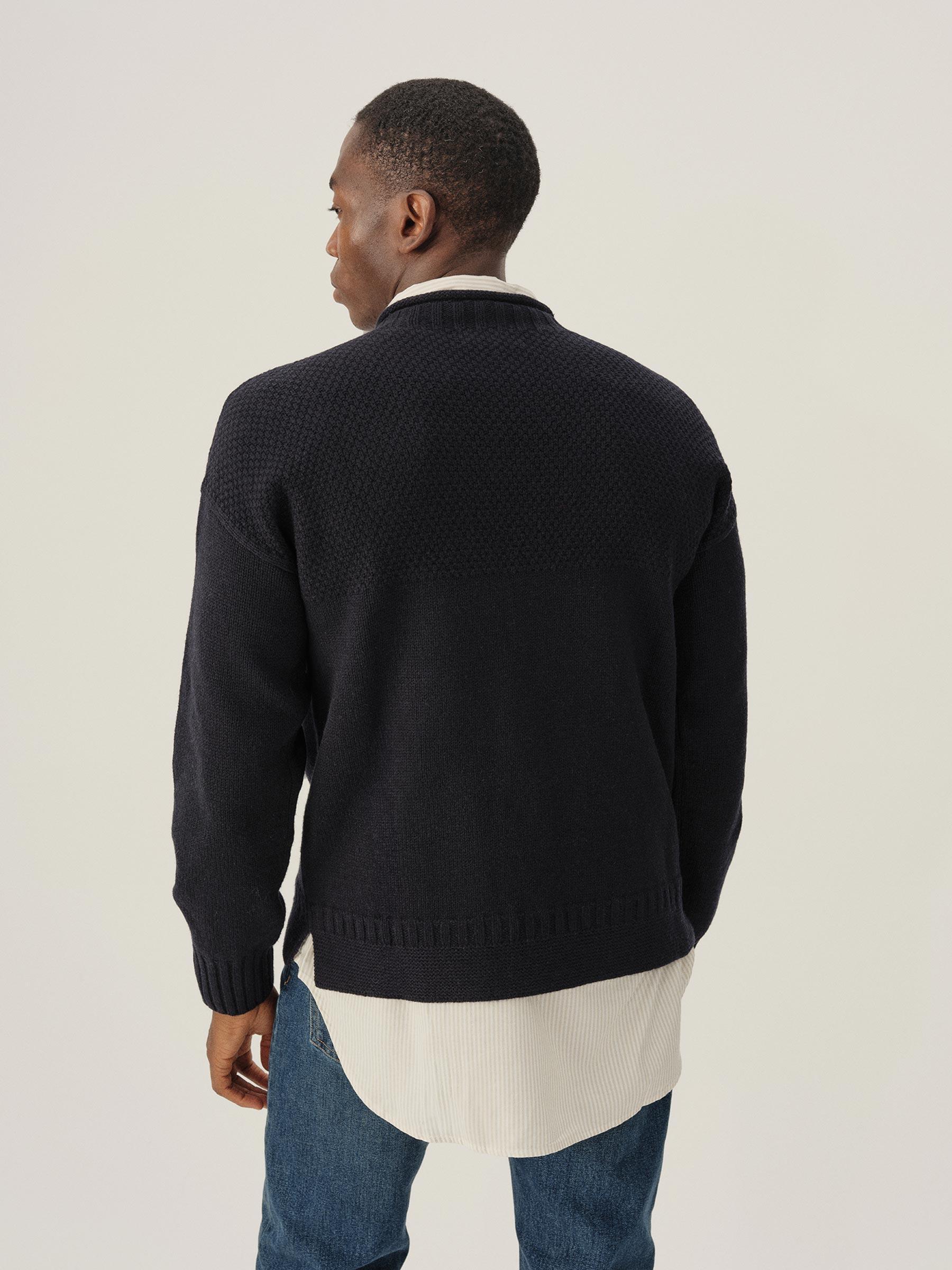 Dark Navy Heritage Wool Guernsey Rollneck Product Image