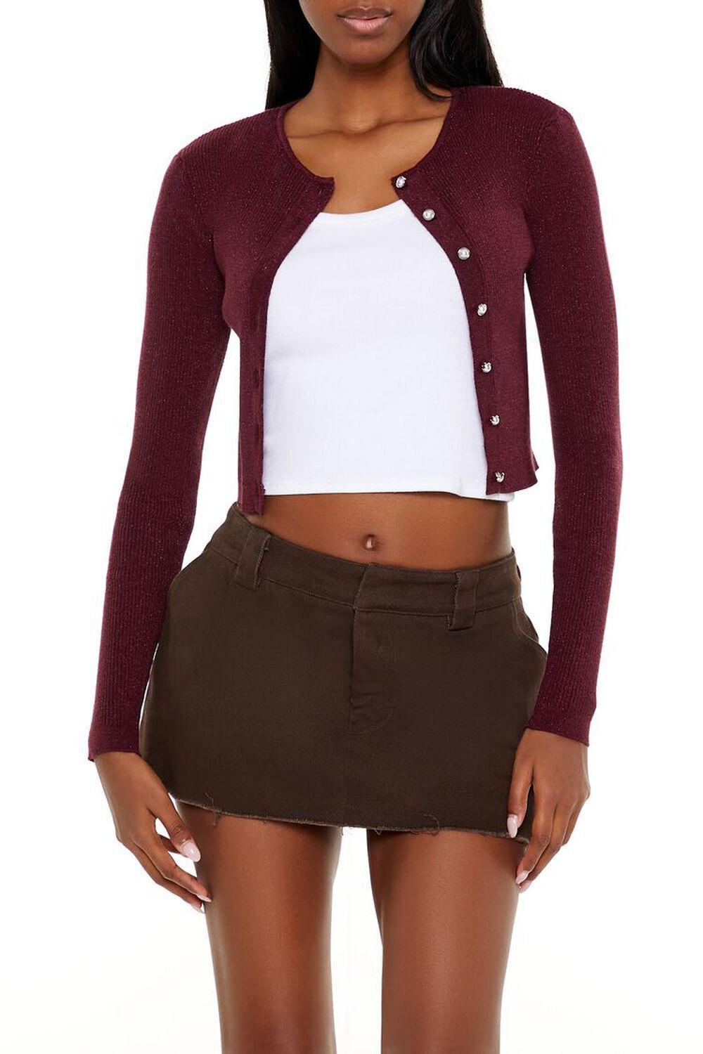 Faux Pearl Glitter Cardigan Sweater | Forever 21 Product Image