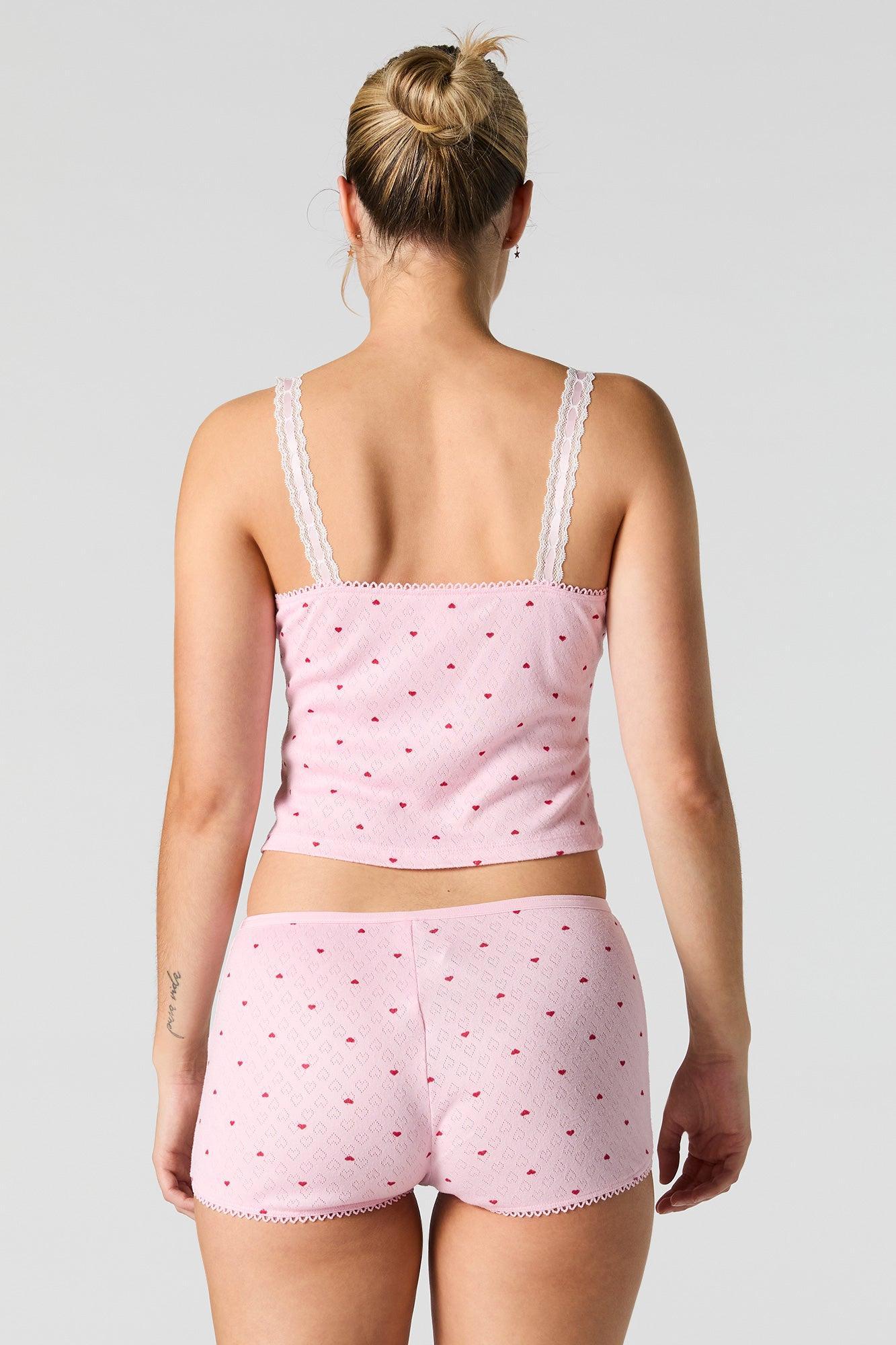 Printed Pointelle Knit Tank & Short 2 Piece Pajama Set Female Product Image