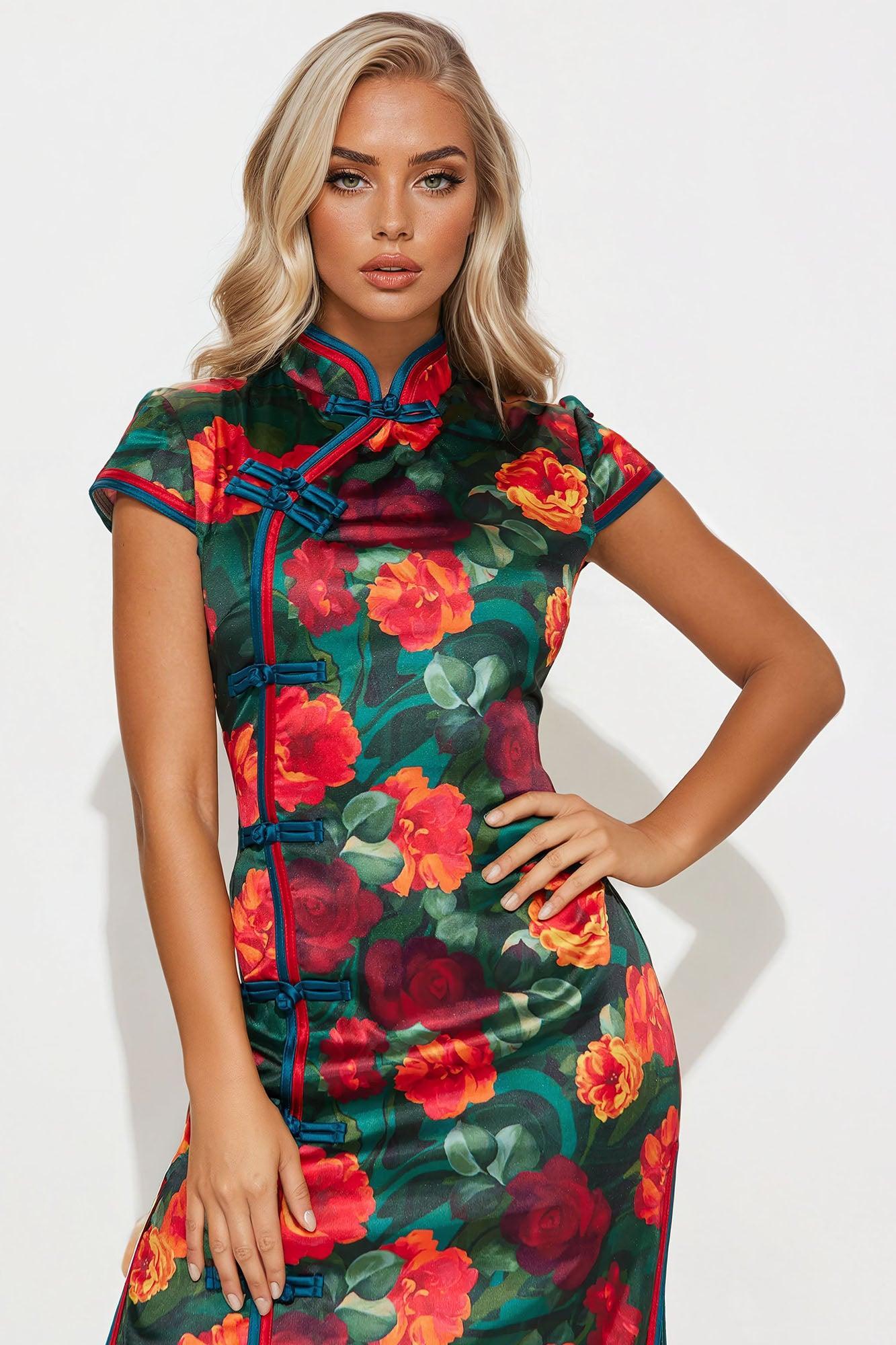 Kehlani Satin Maxi Dress - Red/combo Product Image