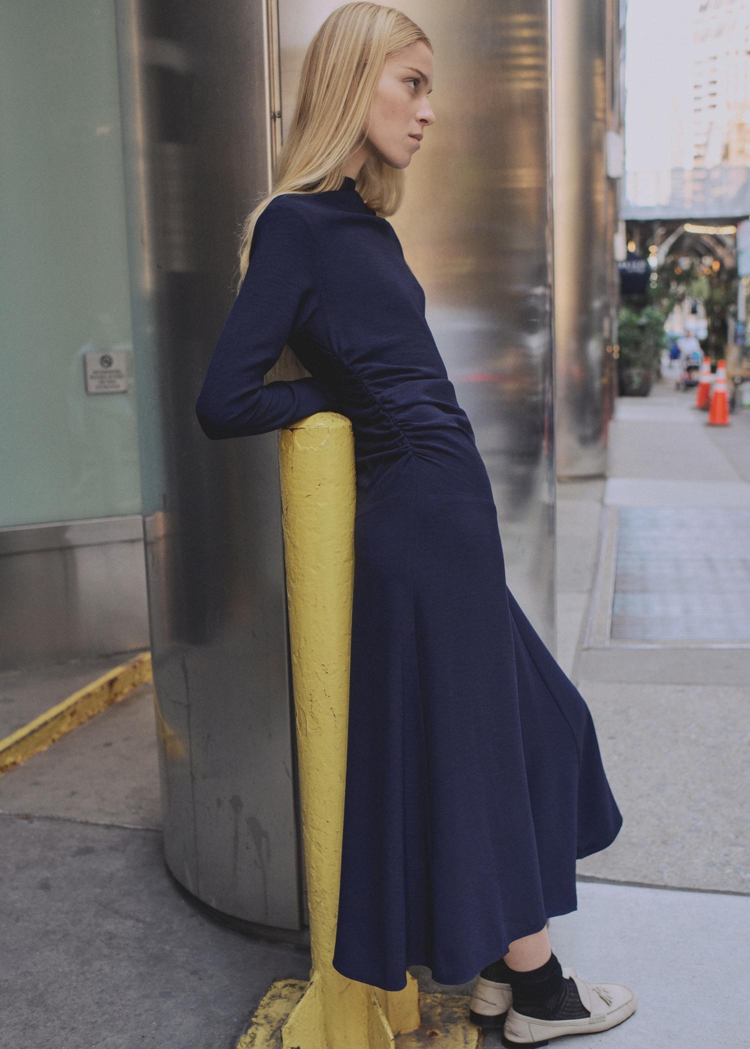 Asymmetrical pleated dress - Women | MANGO USA Product Image