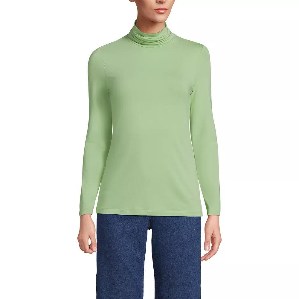Petite Lands' End Lightweight Fitted Long Sleeve Turtleneck, Women's, Size: XS Petite, Soft Green Product Image