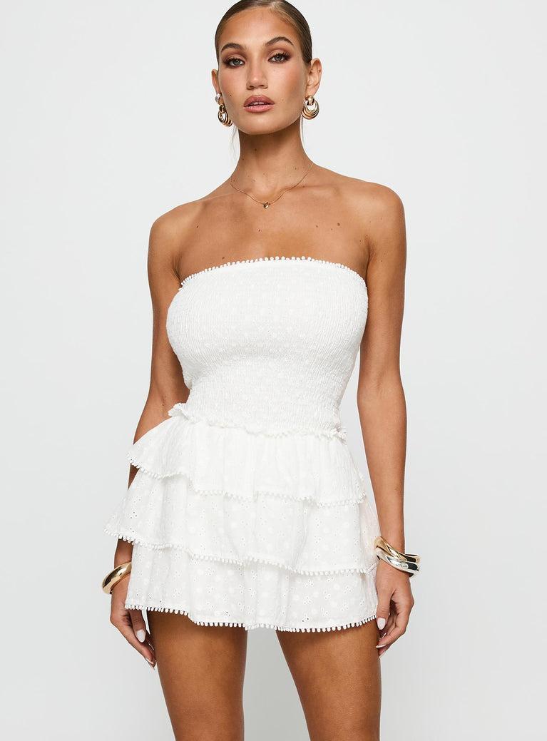 Sunkiss Frill Mini Dress White / Broderie Product Image