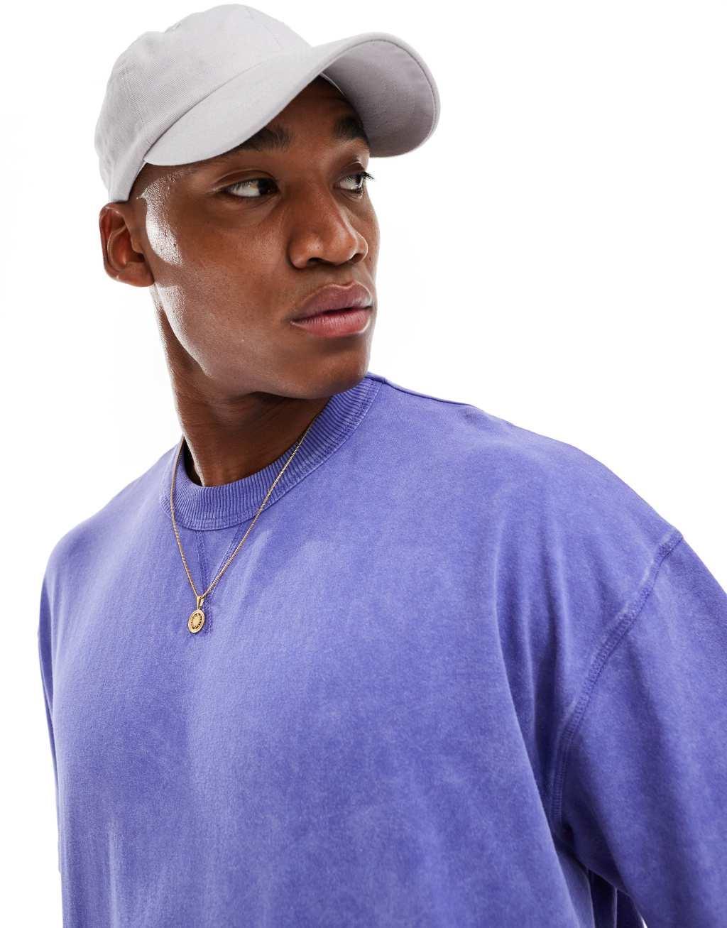 ASOS DESIGN oversized boxy t-shirt in washed blue Product Image