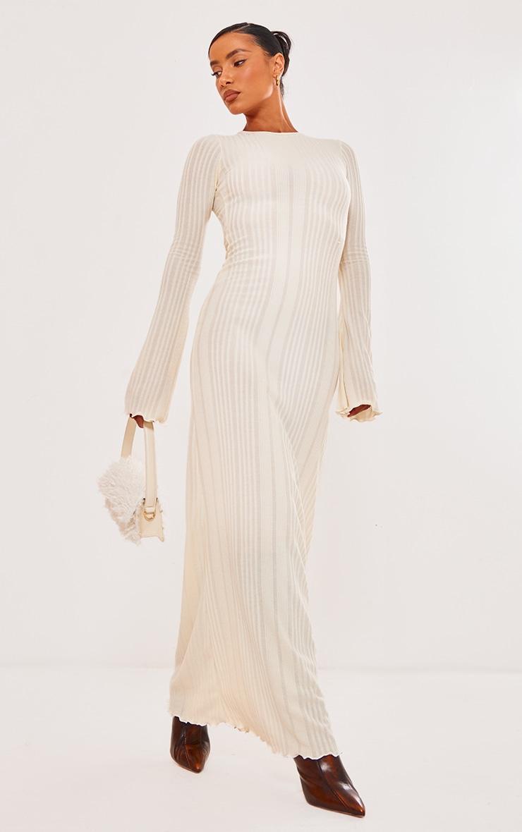 Cream Rib Low Back Maxi Dress Product Image