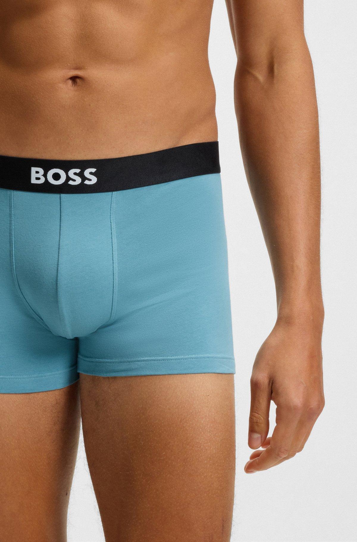 BOSS - Three-pack of stretch-cotton trunks with logo waistbands - Patterned Product Image